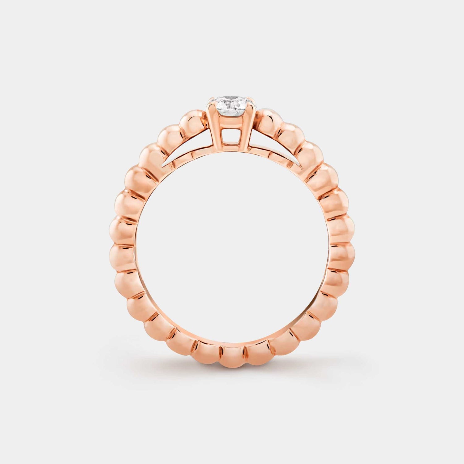 Van Cleef &amp; Arpels Perlée Solitaire Rose Gold Diamond Ring, Side 