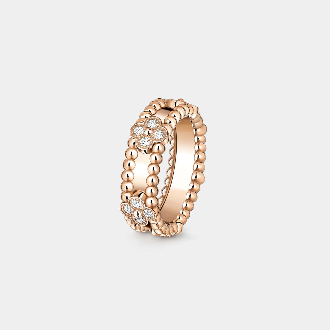 Van Cleef & Arpels Perlée Sweet Clovers Ring Rose Gold Diamond, Front
