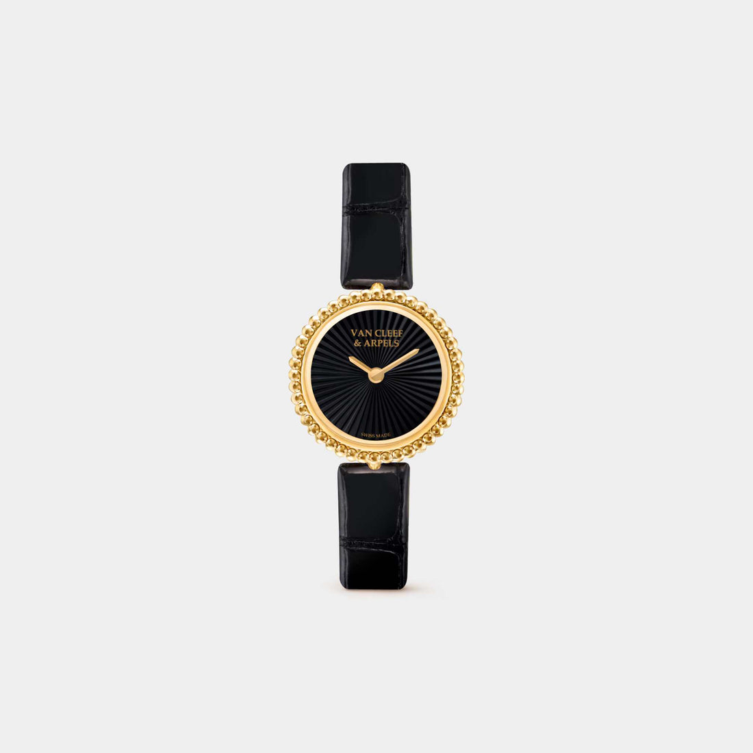 Van Cleef &amp; Arpels Perlée Watch 23 mm Yellow Gold Onyx, Front