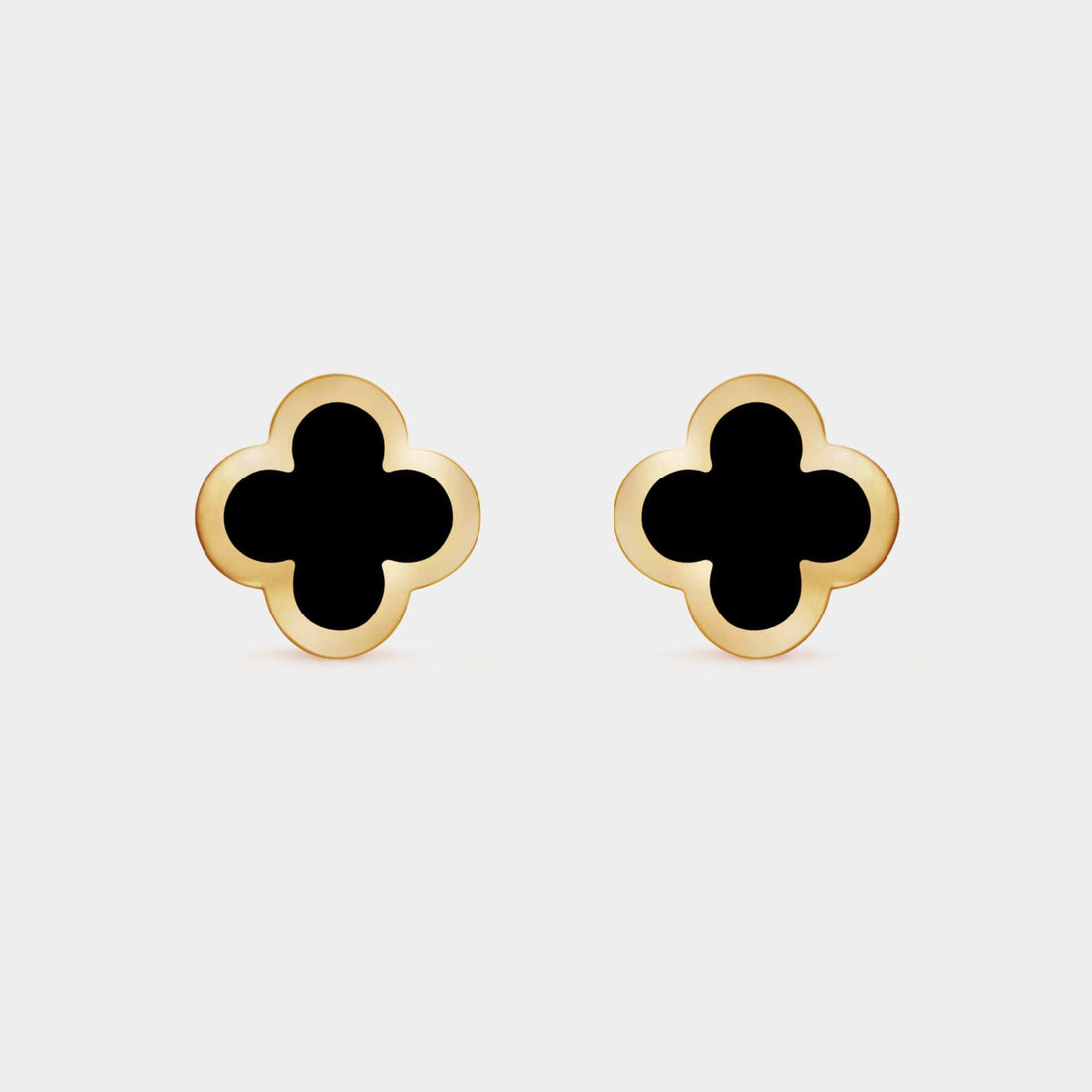 Van Cleef & Arpels Pure Alhambra Earstuds yellow gold Onyx, Front