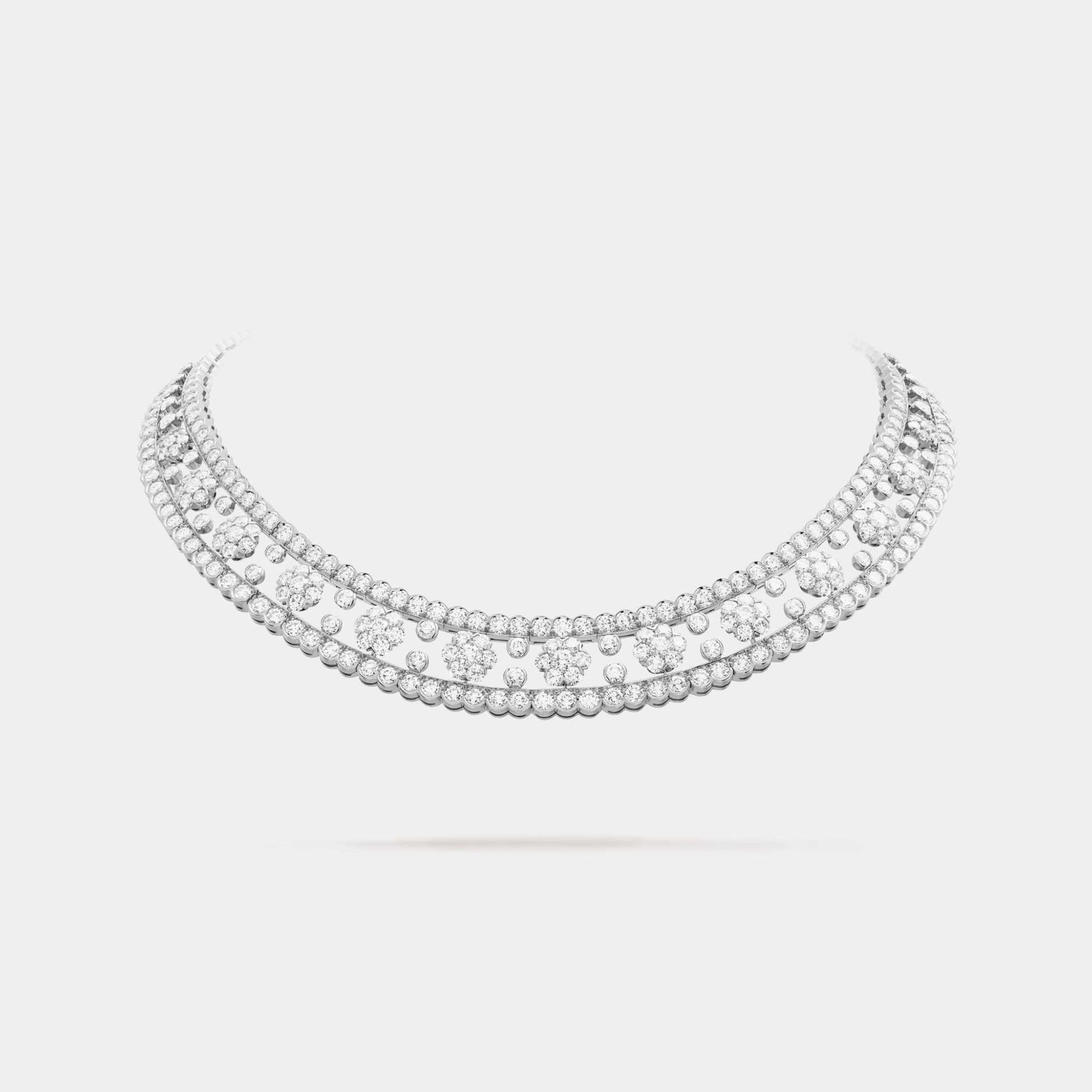 Van Cleef &amp; Arpels Snowflake Necklace White Gold Diamond, Front