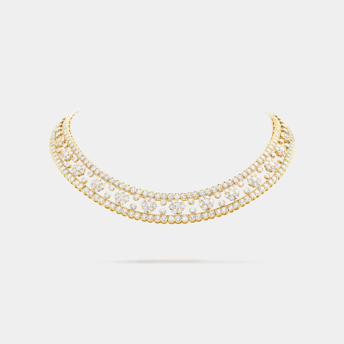 Van Cleef & Arpels Snowflake Necklace Yellow Gold Diamond, Front