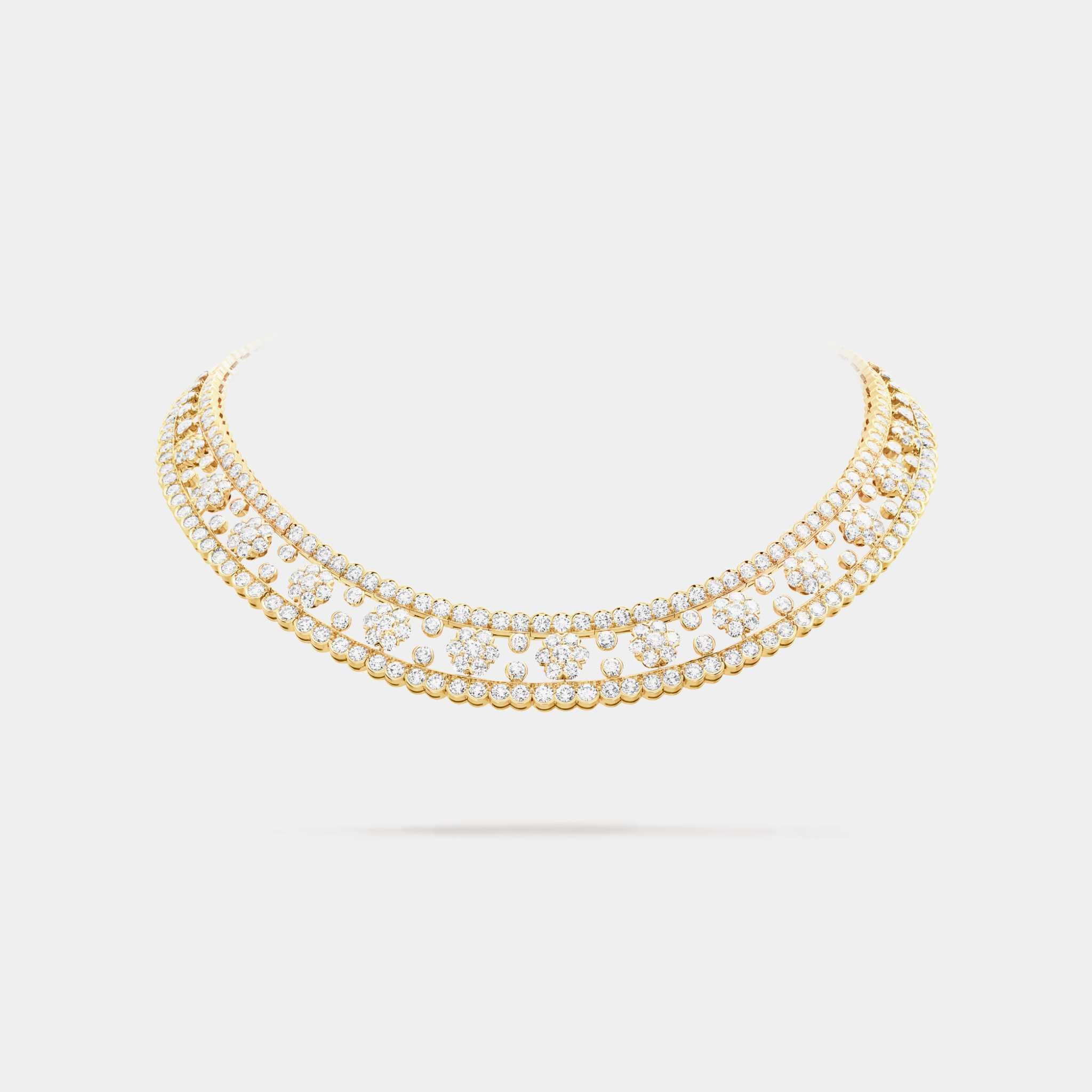 Van Cleef &amp; Arpels Snowflake Necklace Yellow Gold Diamond, Front