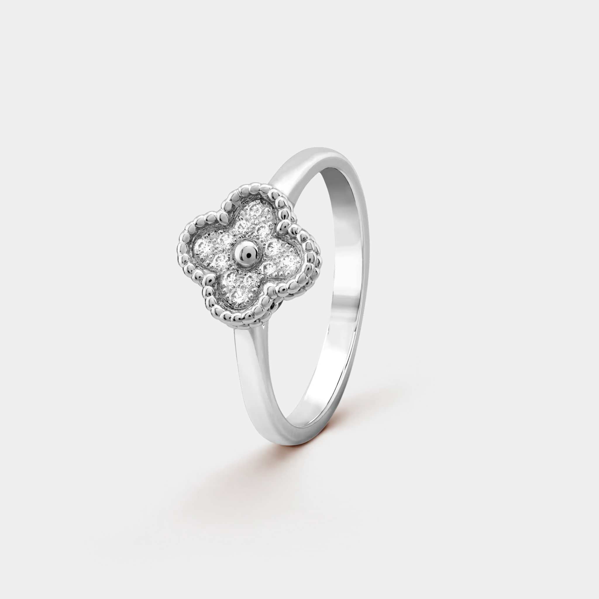 Van Cleef &amp; Arpels Sweet Alhambra Ring White Gold Diamond,Front