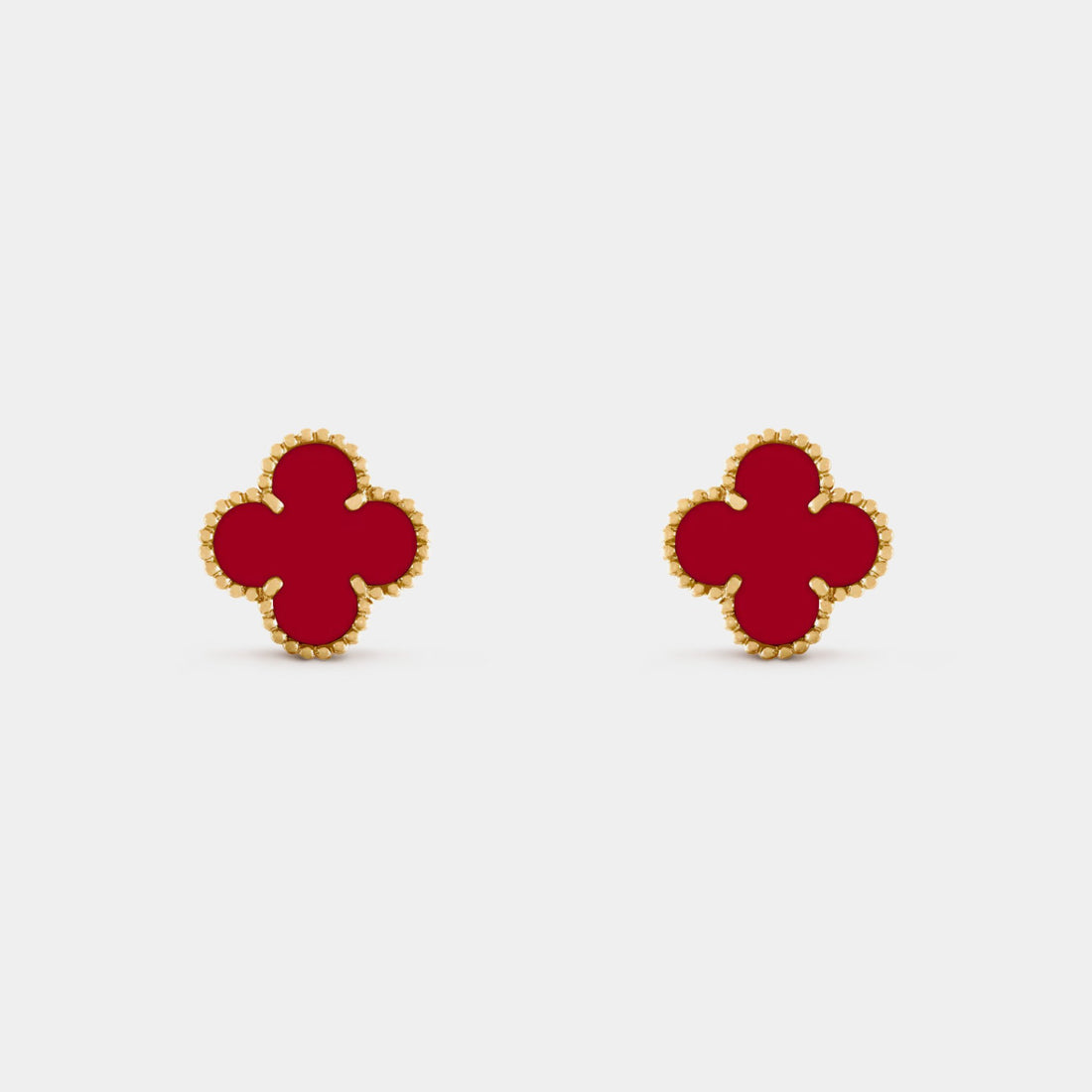 Van Cleef & Arpels Vintage Alhambra Gold Carnelian Earrings, Front