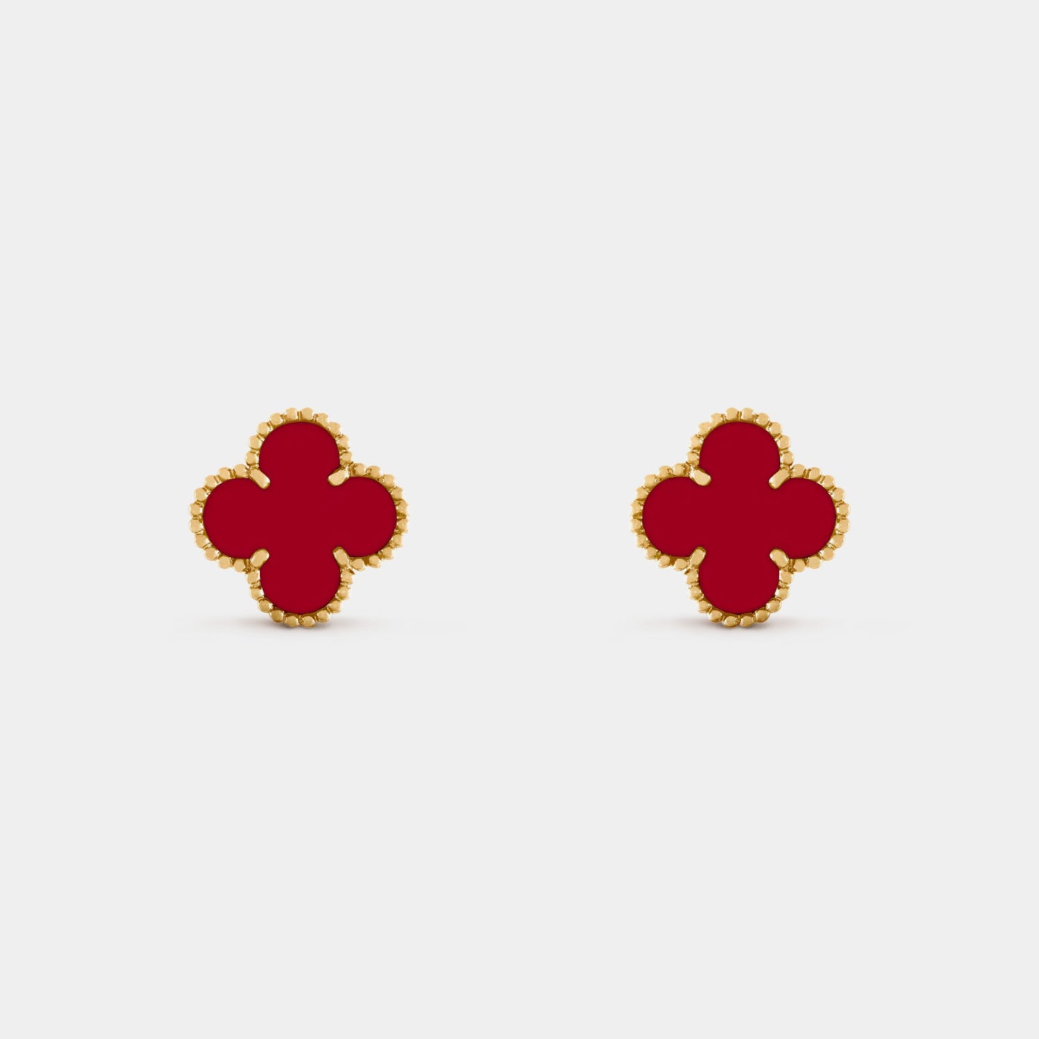 Van Cleef &amp; Arpels Vintage Alhambra Gold Carnelian Earrings, Front