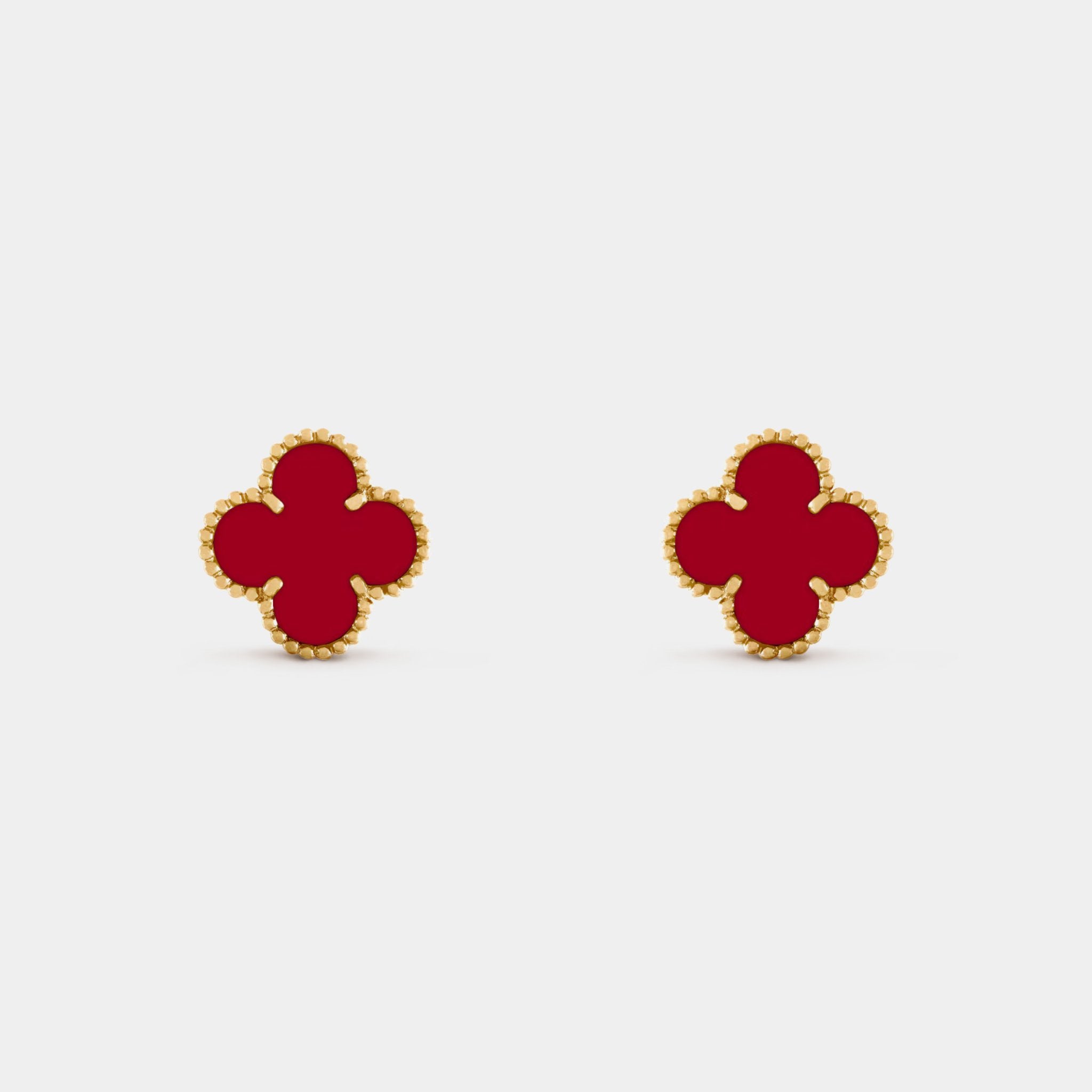 Van Cleef &amp; Arpels Vintage Alhambra Gold Carnelian Earrings, Front