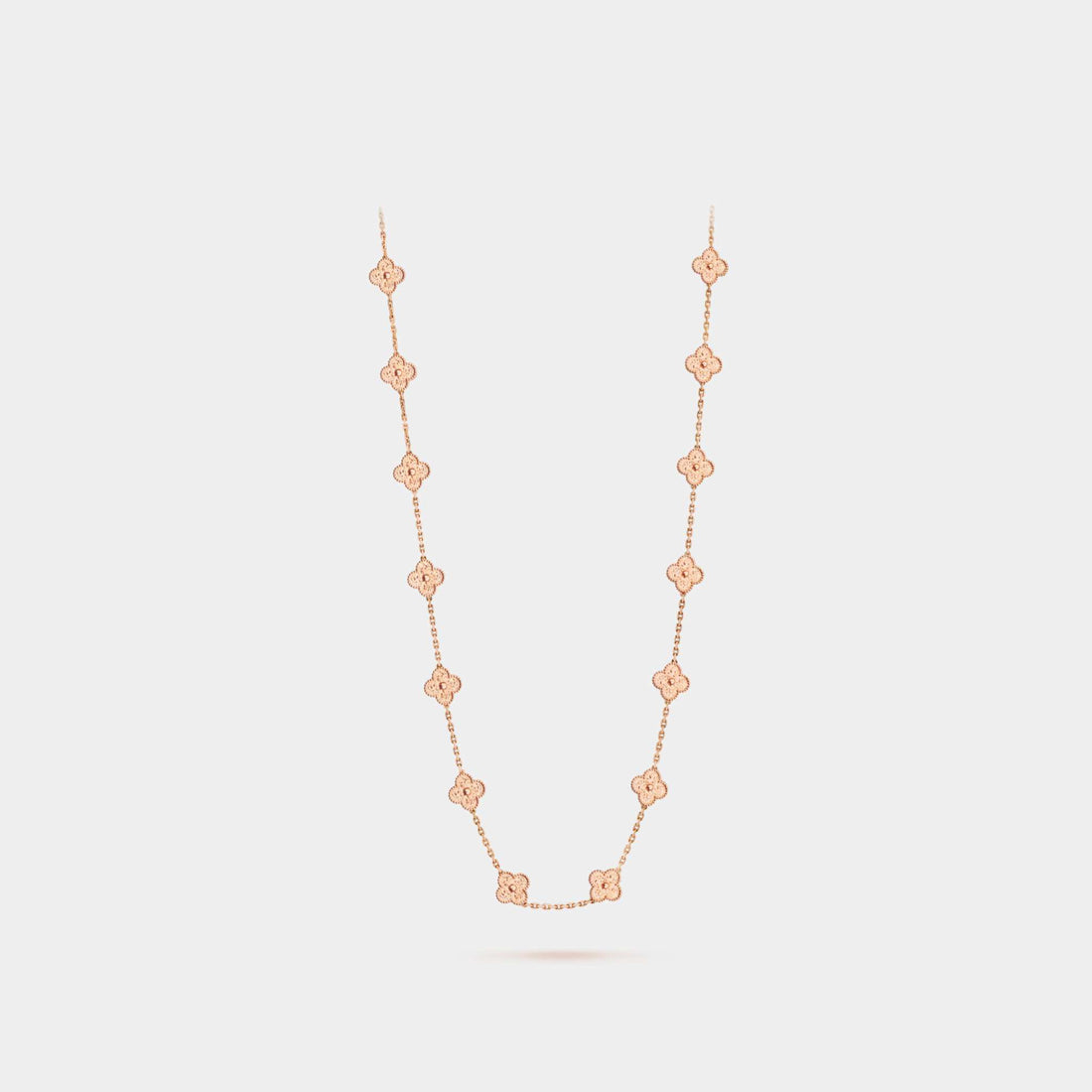 Van Cleef & Arpels Vintage Alhambra Long Necklace 20 Motifs Rose Gold, Front