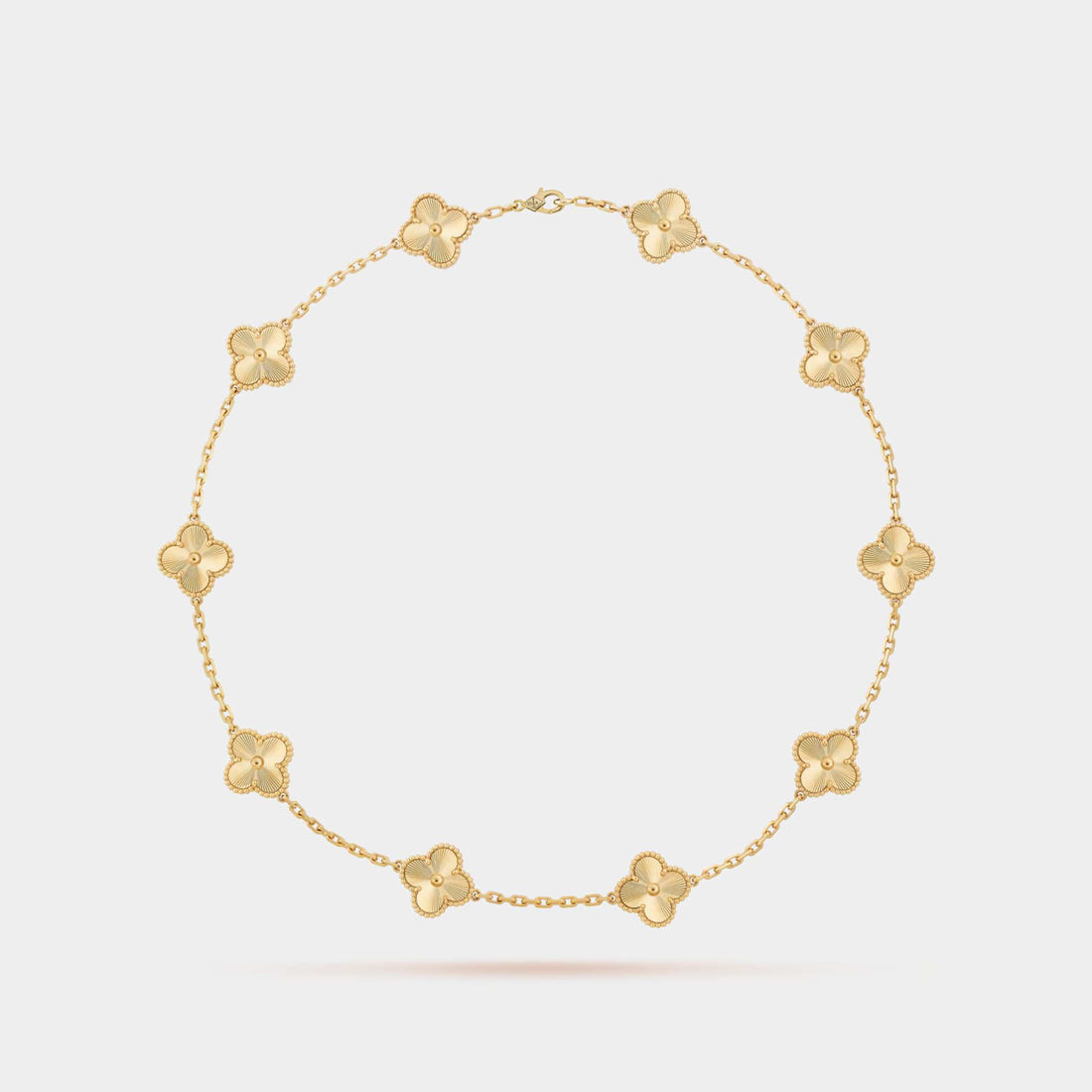 Van Cleef & Arpels Vintage Alhambra Necklace 10 Motifs Yellow Gold, Front