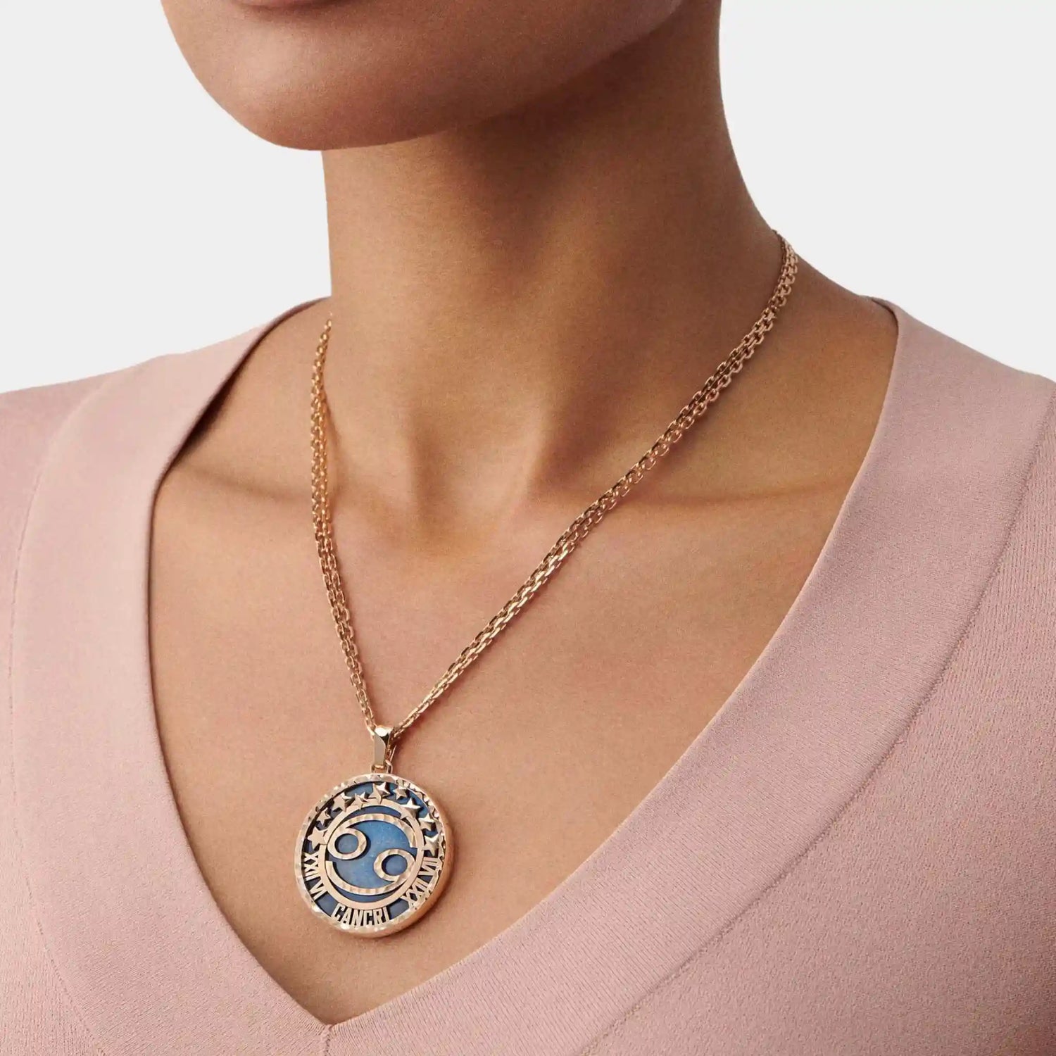 Van Cleef &amp; Arpels Zodiaque Long Necklace Cancri Rose Gold Quartz, model