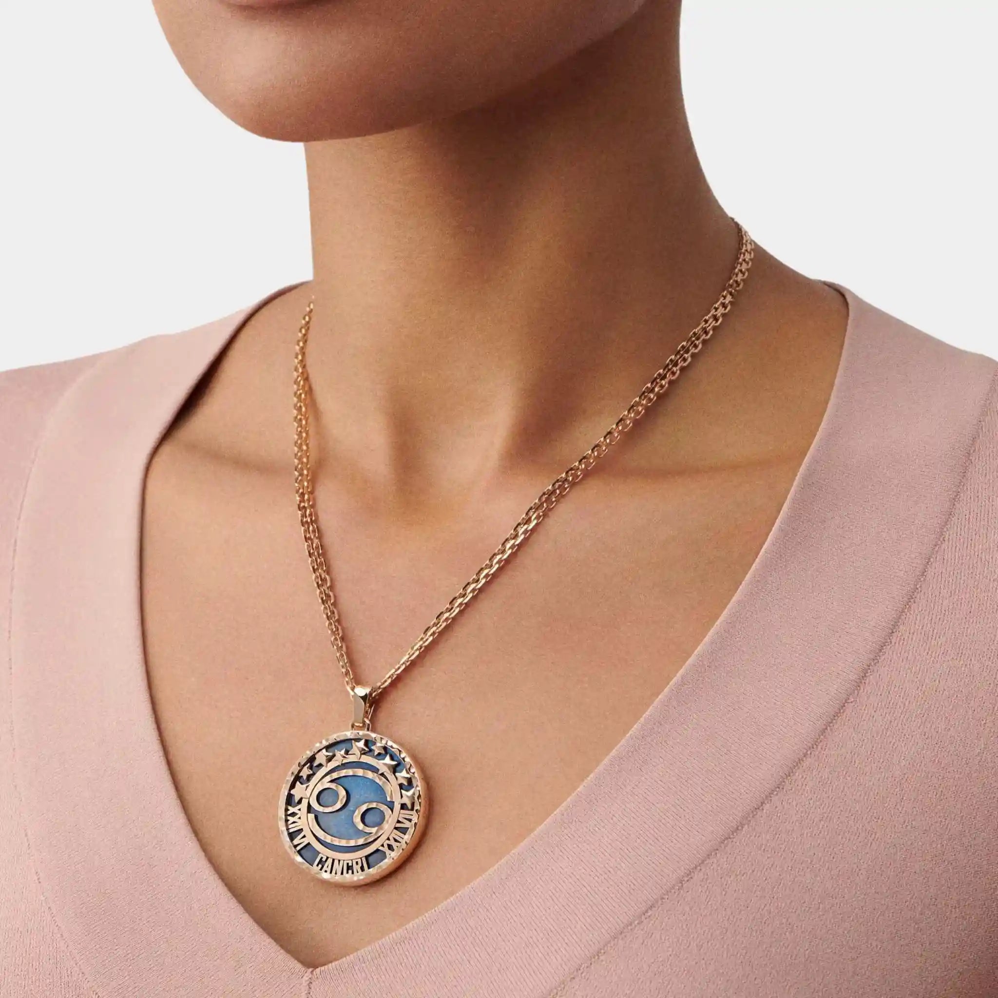 Van Cleef &amp; Arpels Zodiaque Long Necklace Cancri Rose Gold Quartz, model