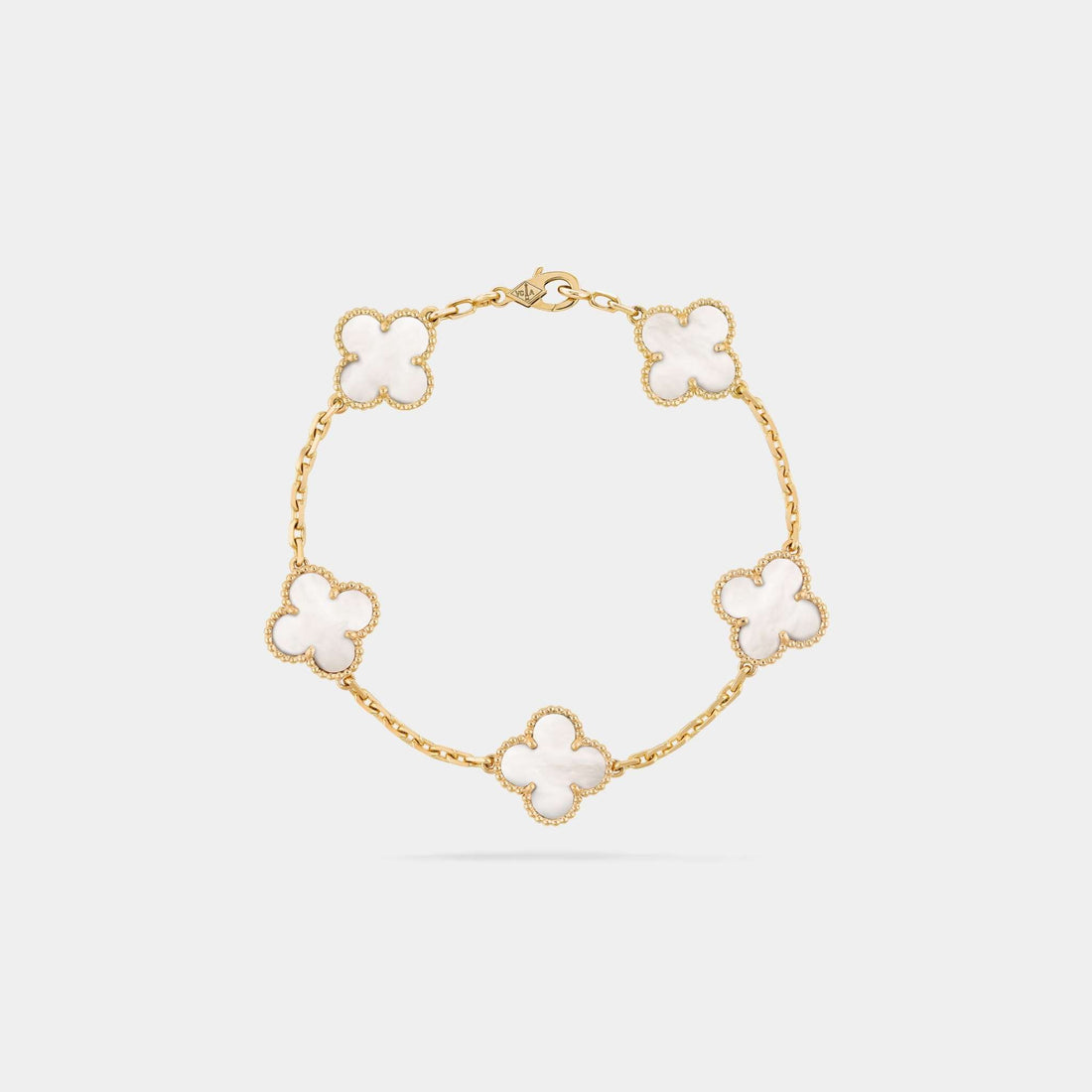 Van Cleef & Arpels Vintage Alhambra Bracelet 5 motifs, Gold with mother of pearl