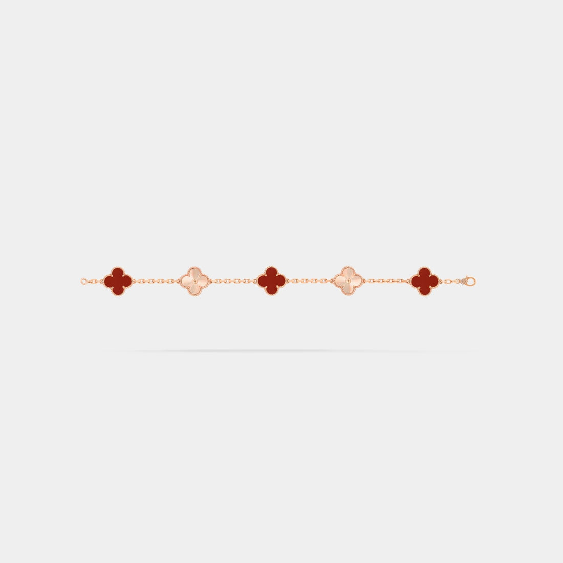 Van Cleef & Arpels Alhambra Rose Gold Motifs Bracelet Carnelian, front, unlinked