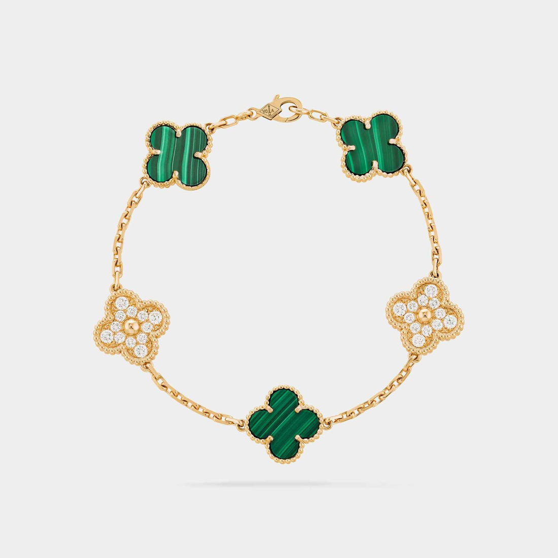 Van Cleef &amp; Arpels Alhambra Gold Motifs Bracelet Diamond Malachite , Linked View