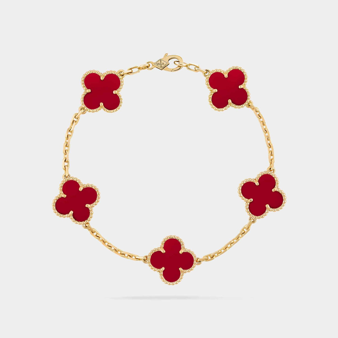 Van Cleef & Arpels Vintage Alhambra Bracelet 5 motifs , Carnelian , front