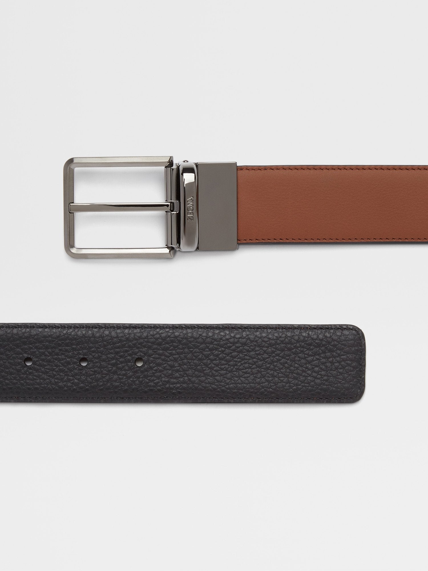 Foliage and Black Leather Reversible Belt