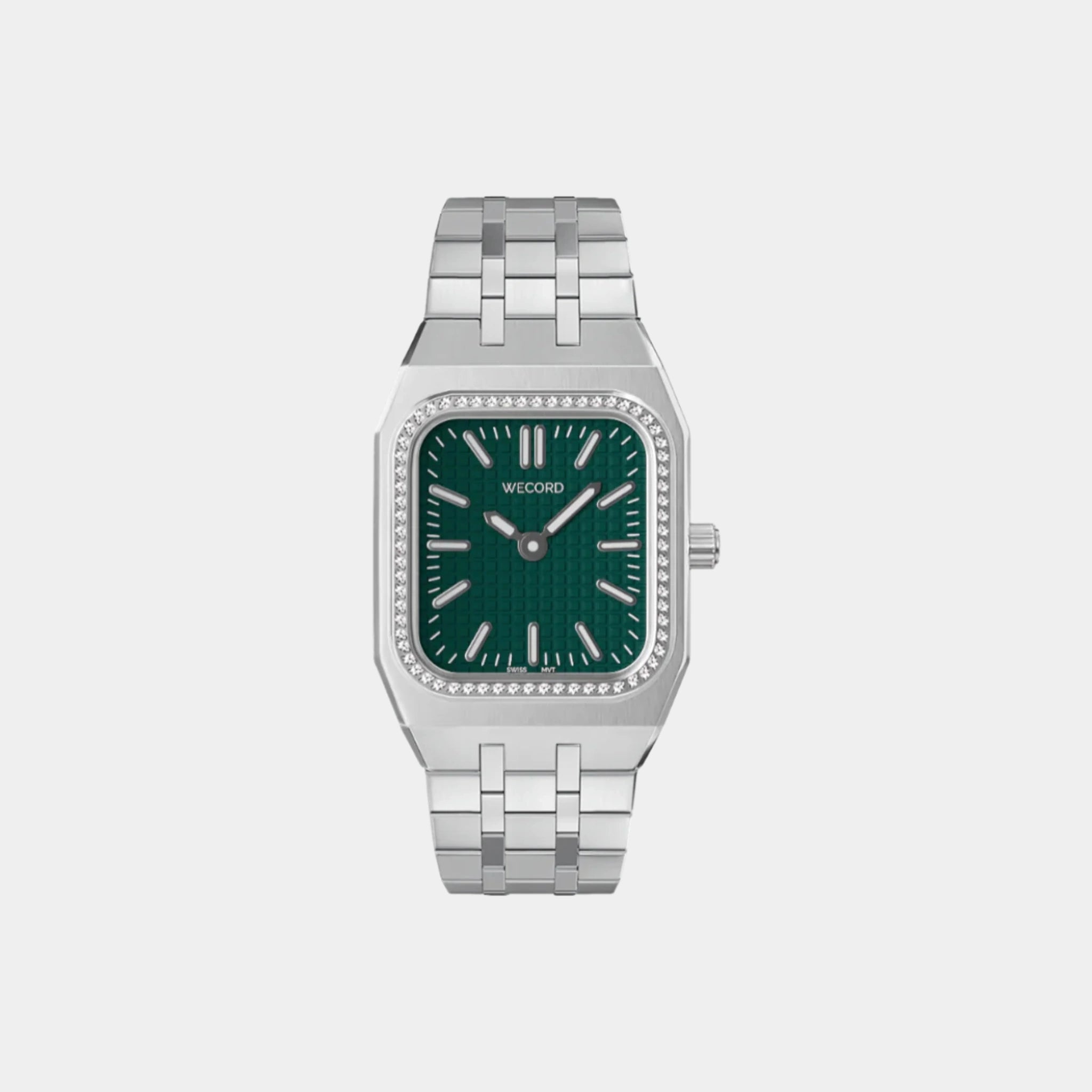 Wecord Duke Watch Small Model with Diamonds, Green