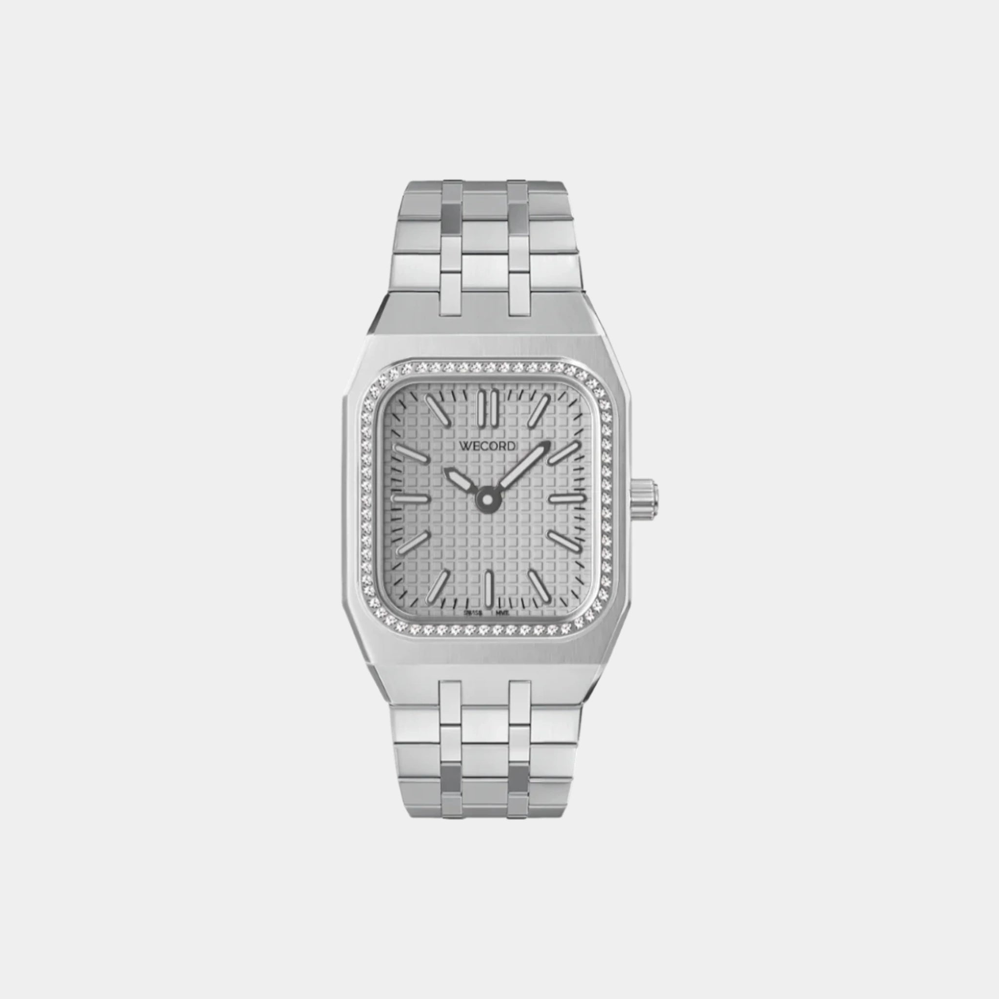 Wecord Duke Watch Small Model with Diamonds, Grey