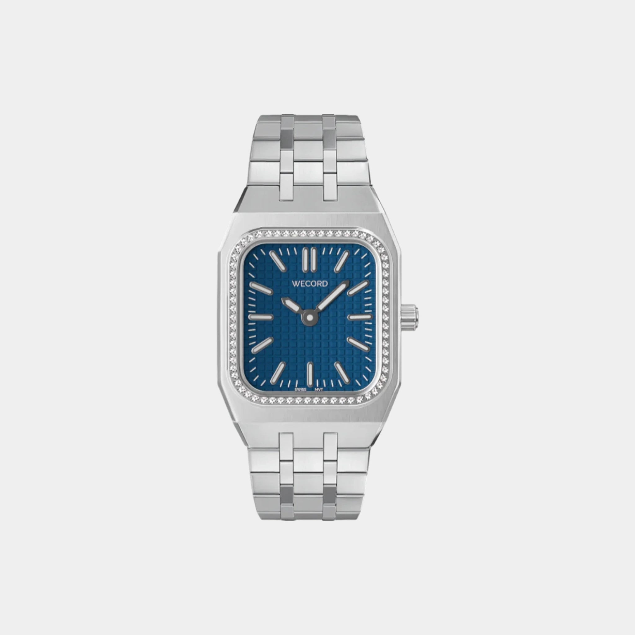 Wecord Duke Watch Small Model with Diamonds, Navy Blue