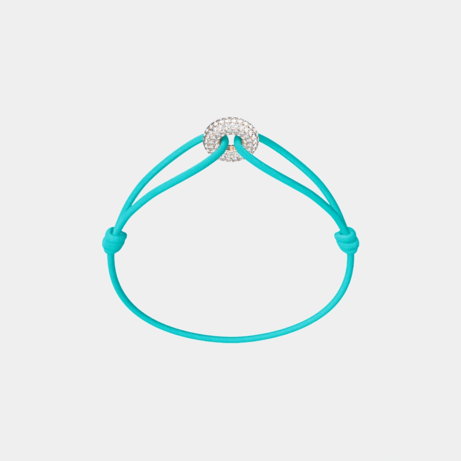 Wecord Mini Rose Soho Pave Cord Bracelet, Aqua