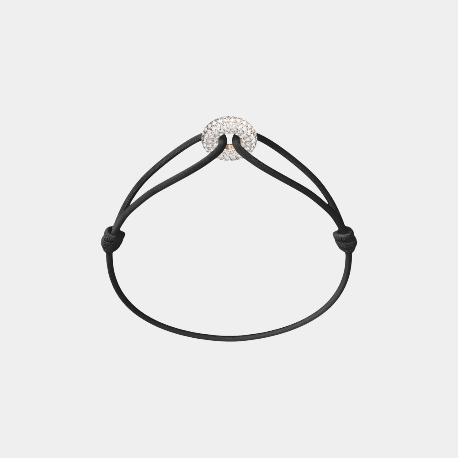 Wecord Mini Rose Soho Pave Cord Bracelet, Black