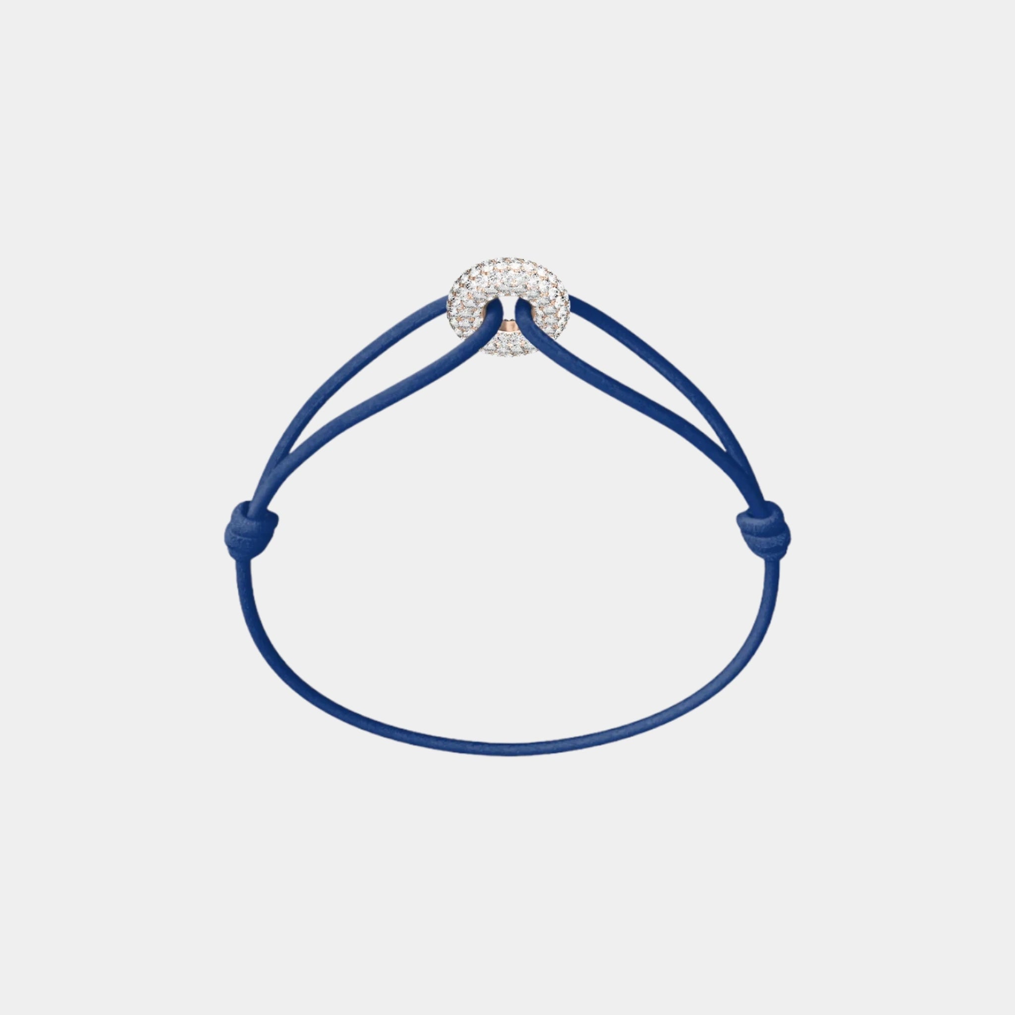 Wecord Mini Rose Soho Pave Cord Bracelet, Navy Blue