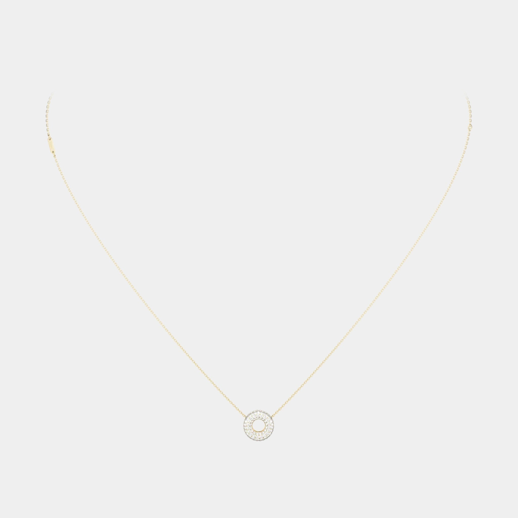 Wecord Mini Soho Pavé Necklace, Gold, Front
