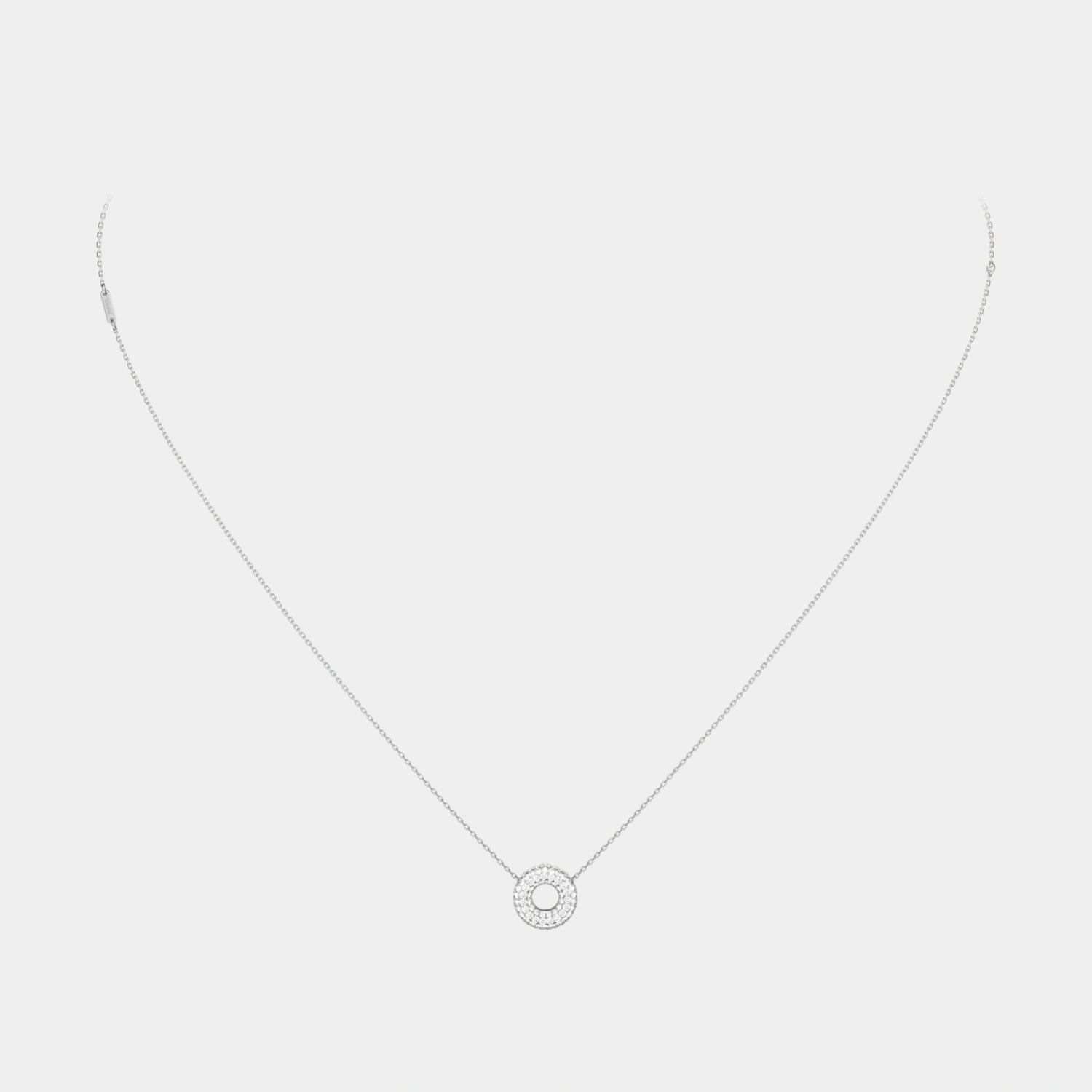 Wecord Mini Soho Pavé Necklace, Silver, Front