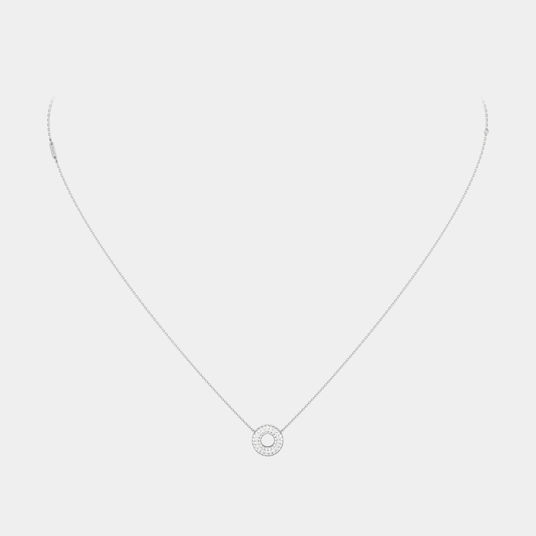 Wecord Mini Soho Pavé Necklace, Silver, Front