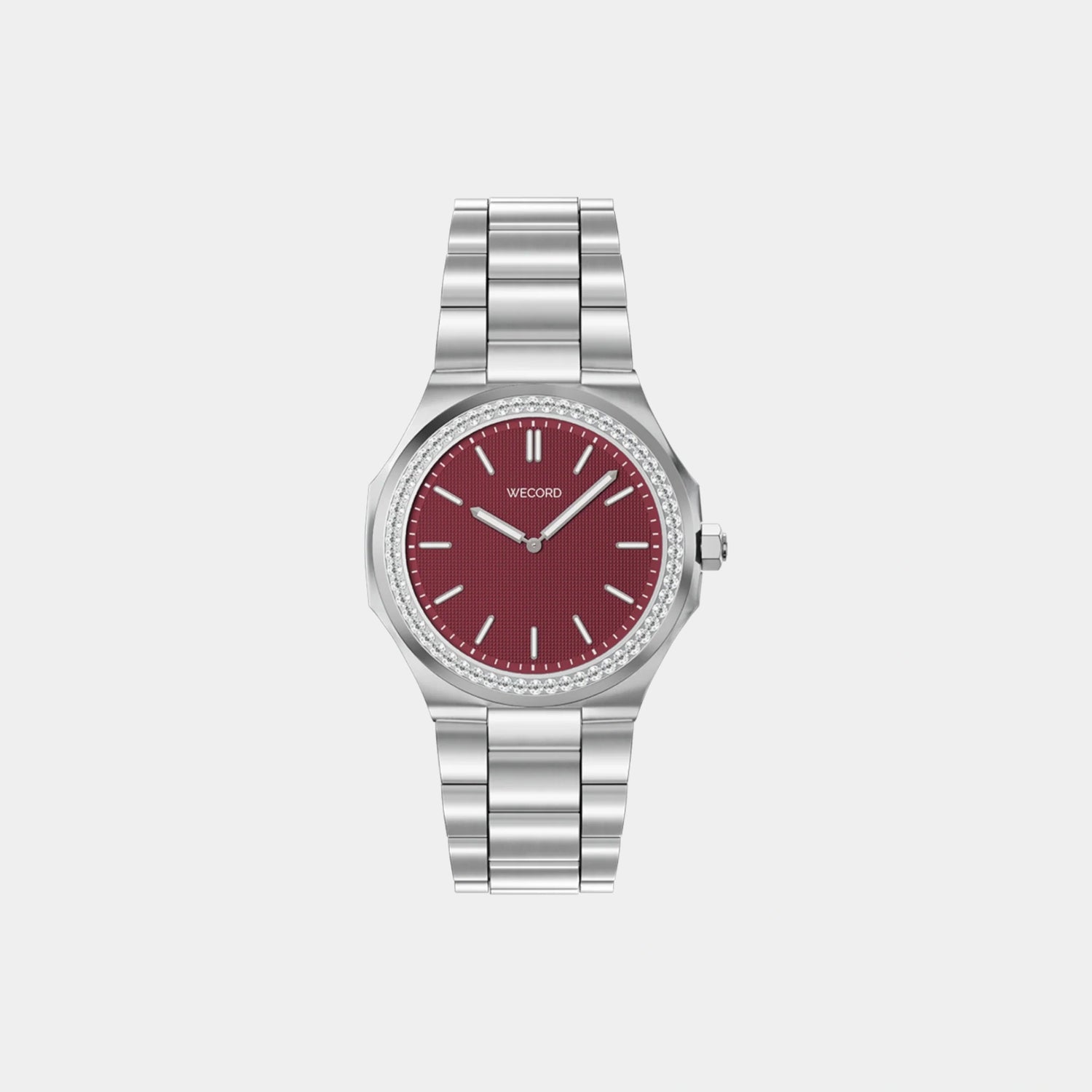 Wecord Oliver Watch Small Model With Diamonds, Burgundy