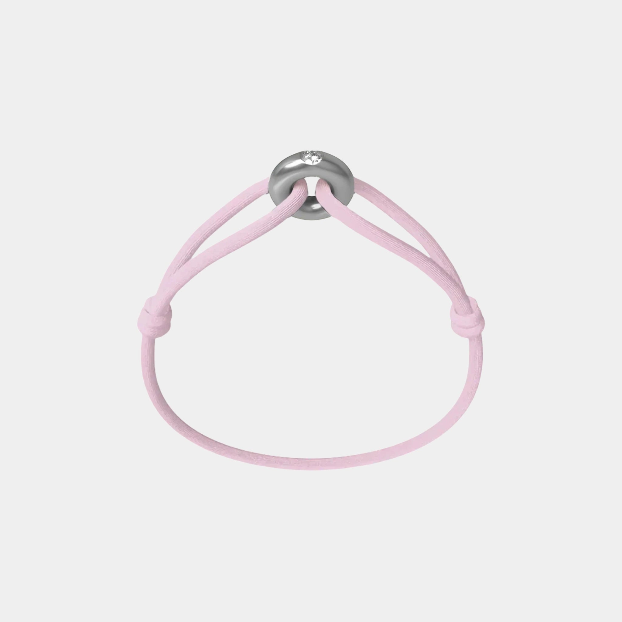 Wecord Silver Soho Diamond Cord Bracelet, Light Pink