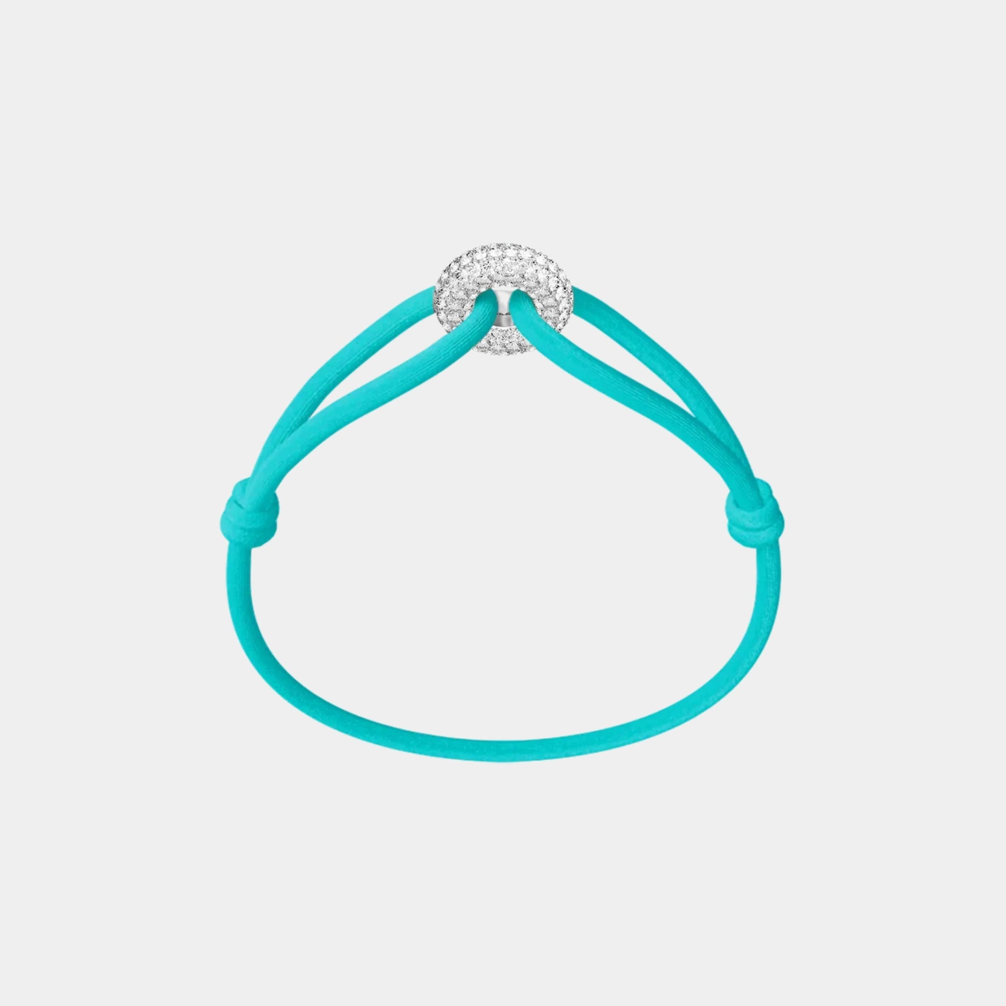 Wecord Silver Soho Pave Cord Bracelet, Aqua