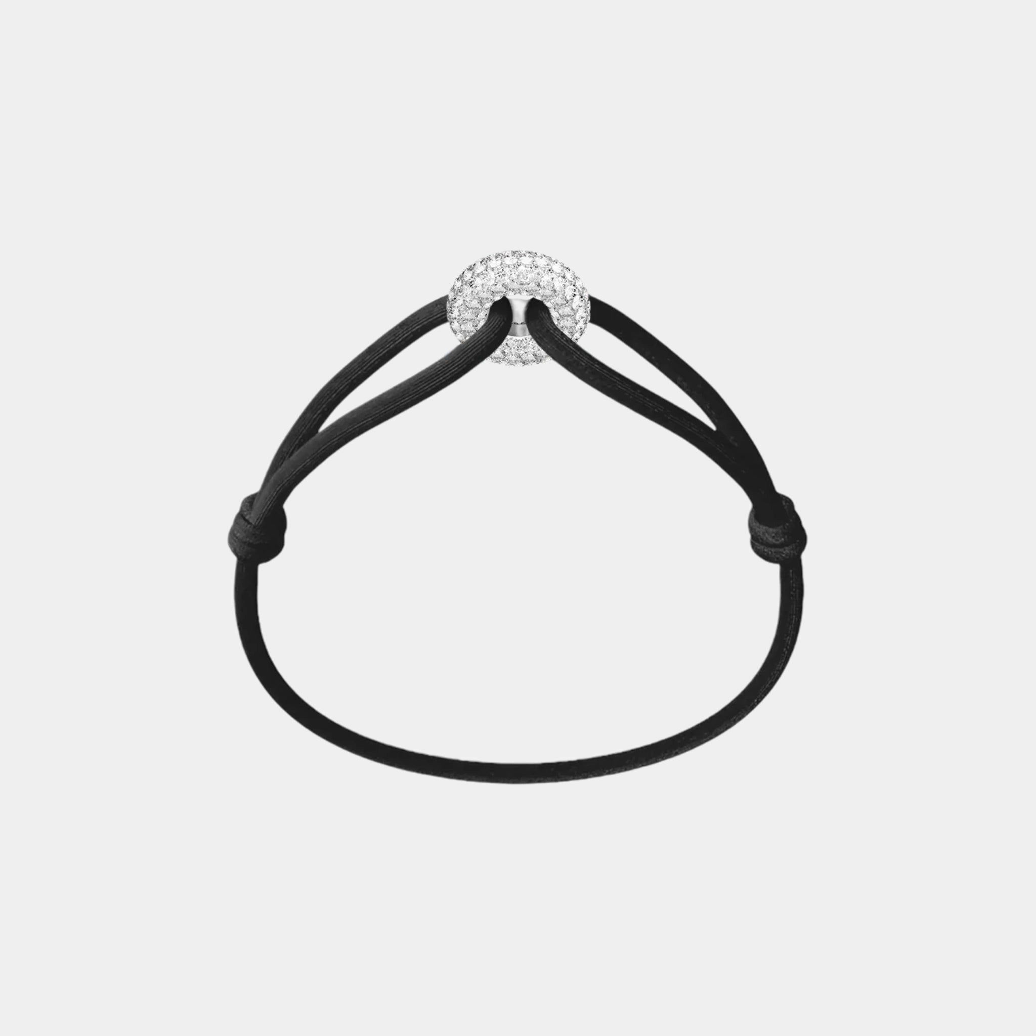Wecord Silver Soho Pave Cord Bracelet, Black