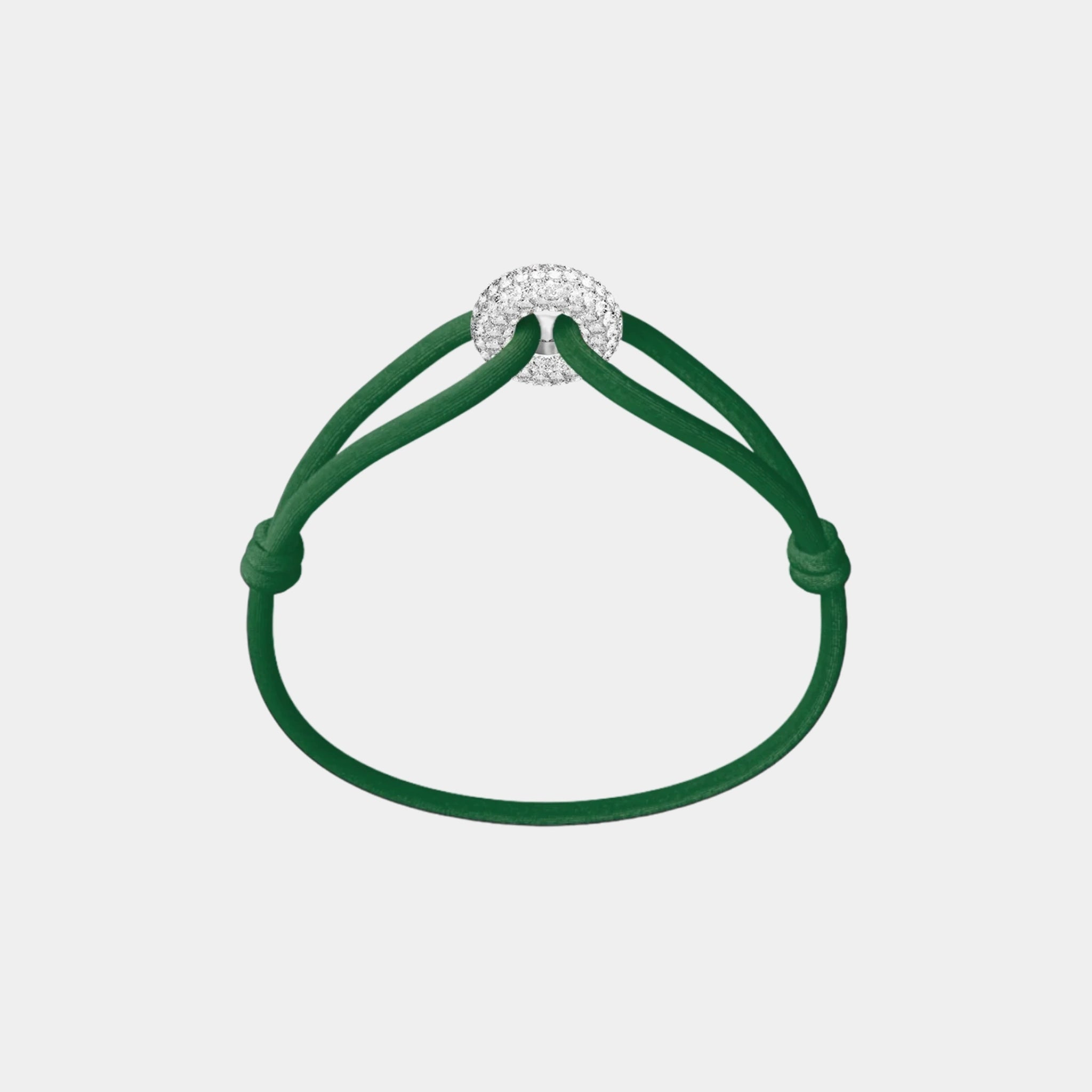 Wecord Silver Soho Pave Cord Bracelet, Green