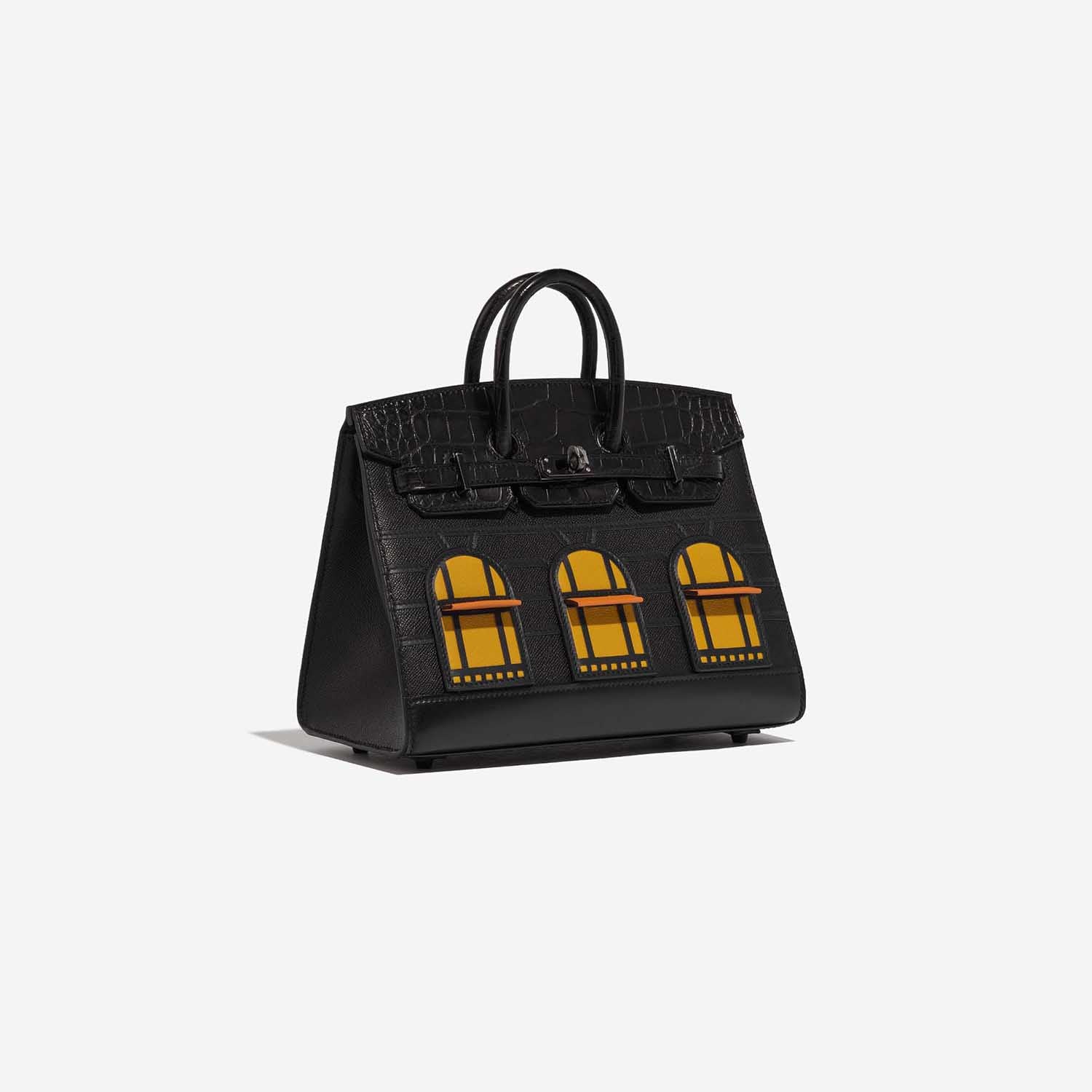 Birkin Faubourg 20 Midnight Matte Alligator / Veau madame / Chevre Mysore / Veau Monsieur / Black / Jaune Ambre / Orange H