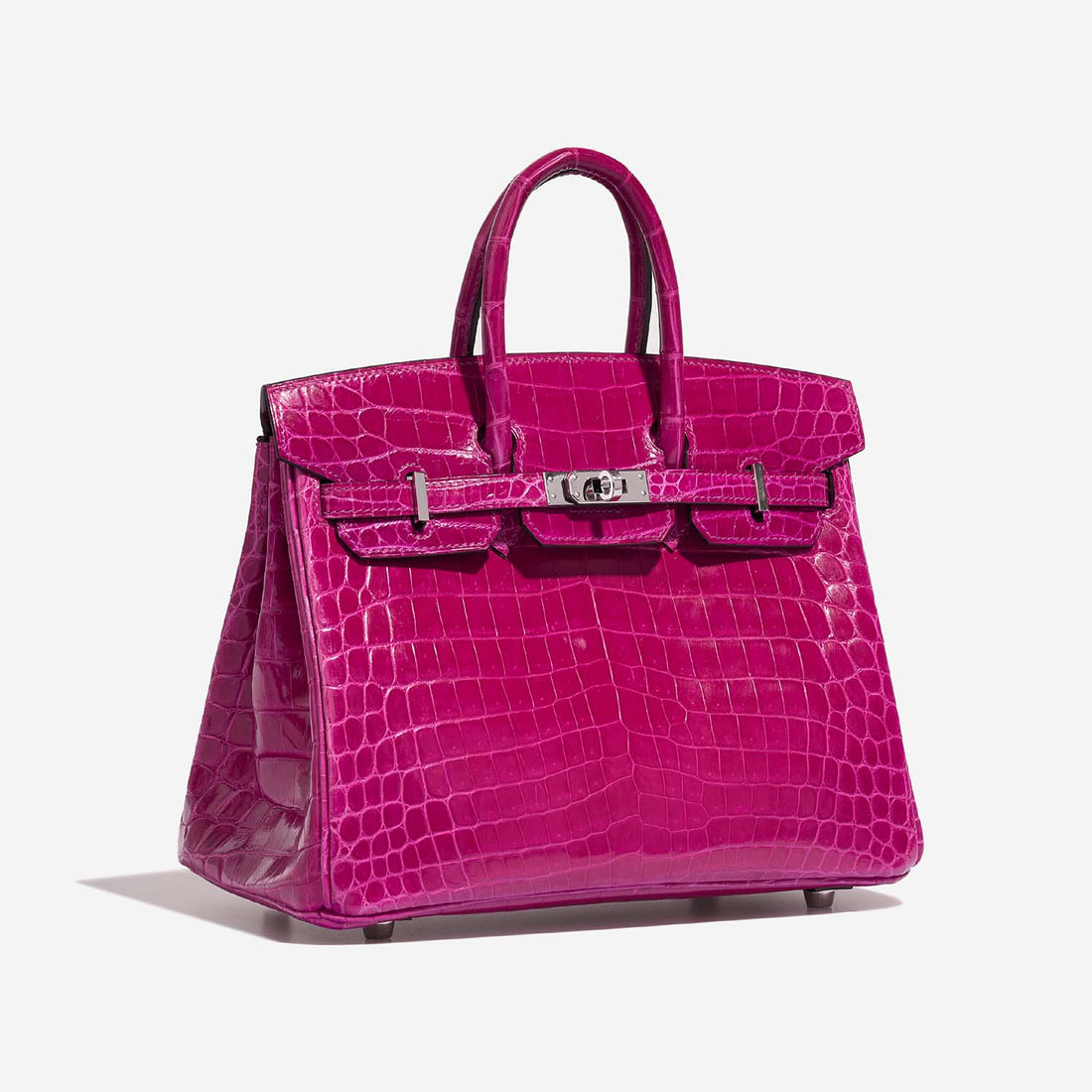 حقيبة Birkin 25 من جلد Niloticus Crocodile باللون Rose Pourpre