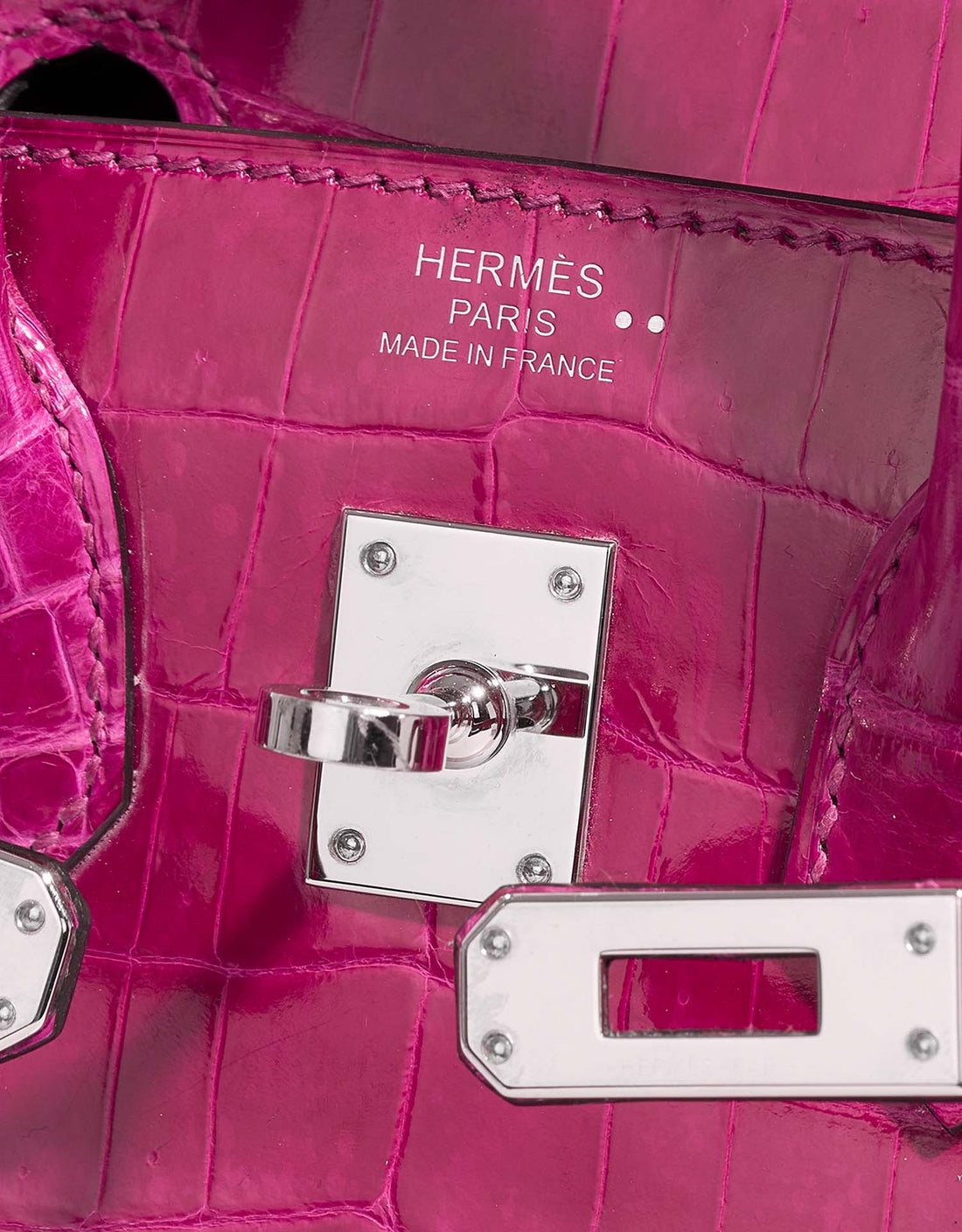 حقيبة Birkin 25 من جلد Niloticus Crocodile باللون Rose Pourpre