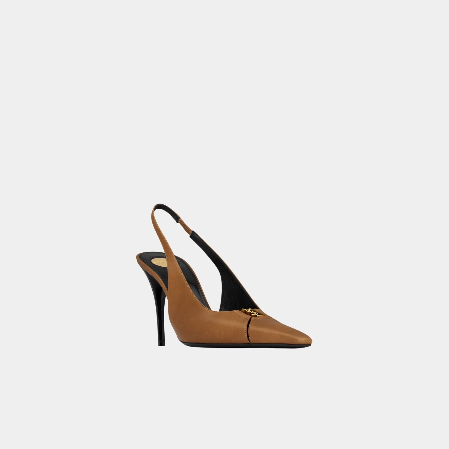 Yves Saint Laurent Babylone Breteuil Slingback Pumps Smooth Leather, Macadamia, Side, Front