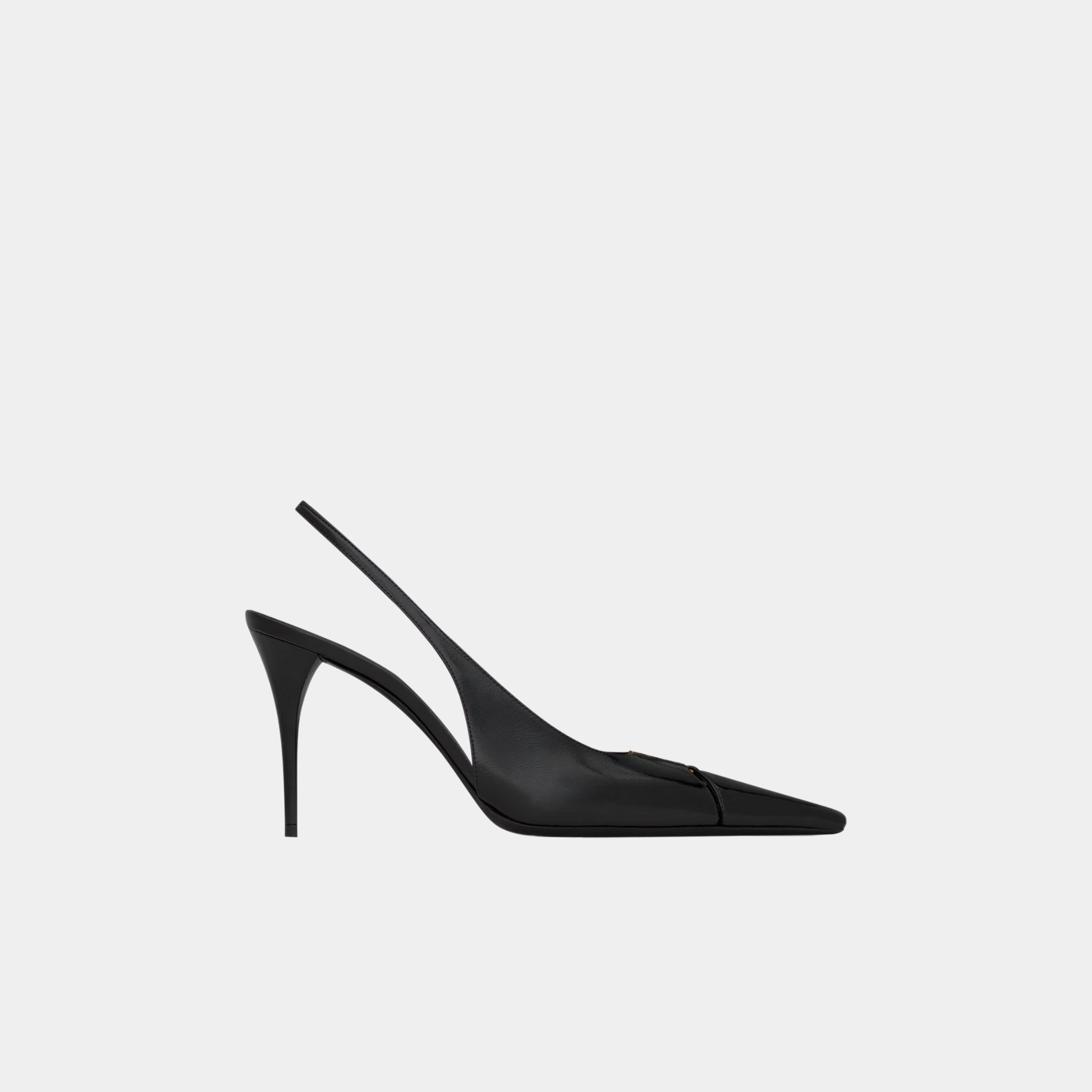 Yves Saint Laurent Babylone Breteuil Slingback Pumps Smooth Leather, Noir, Side