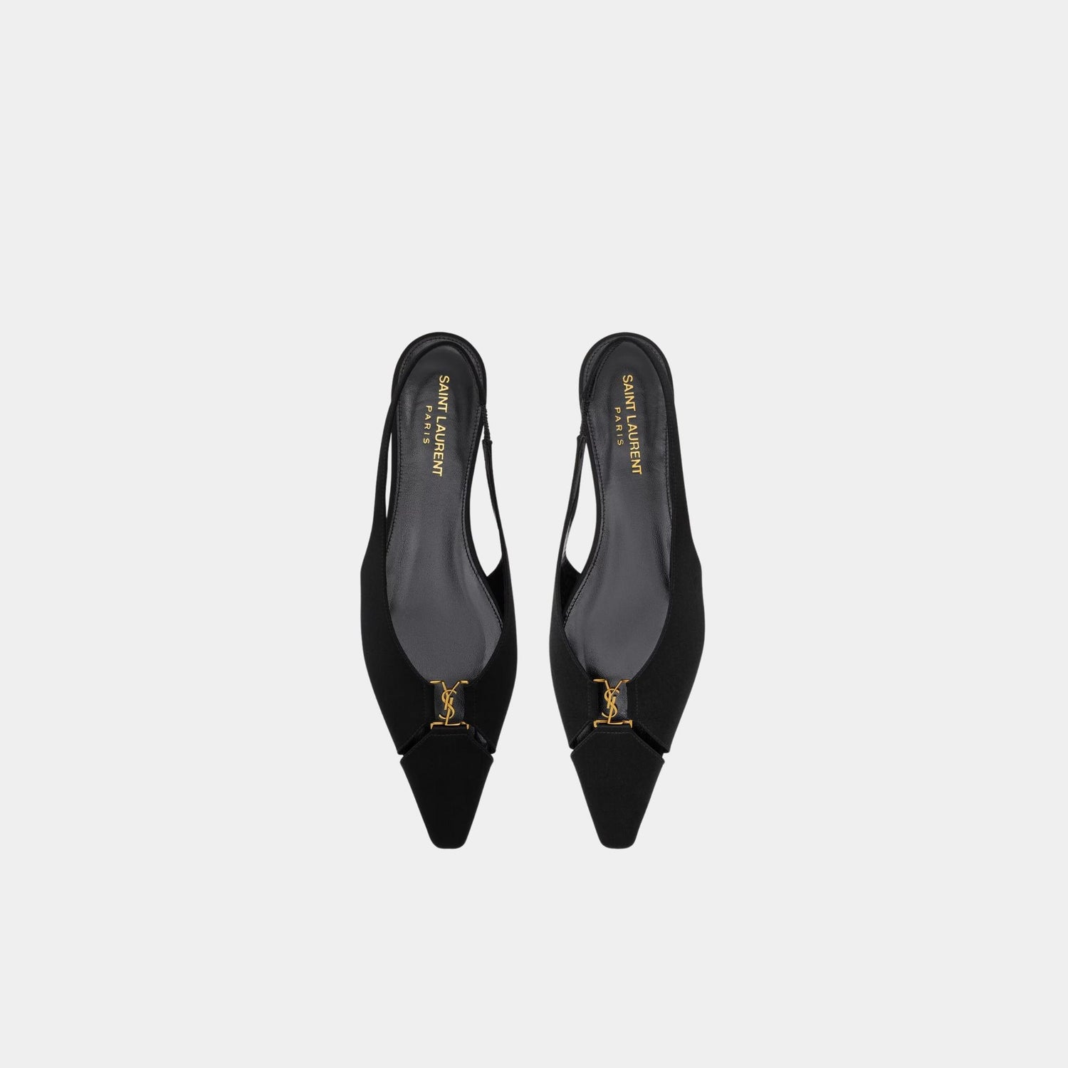 Yves Saint Laurent Babylone Slingback Flats In Satin Crepe, Front