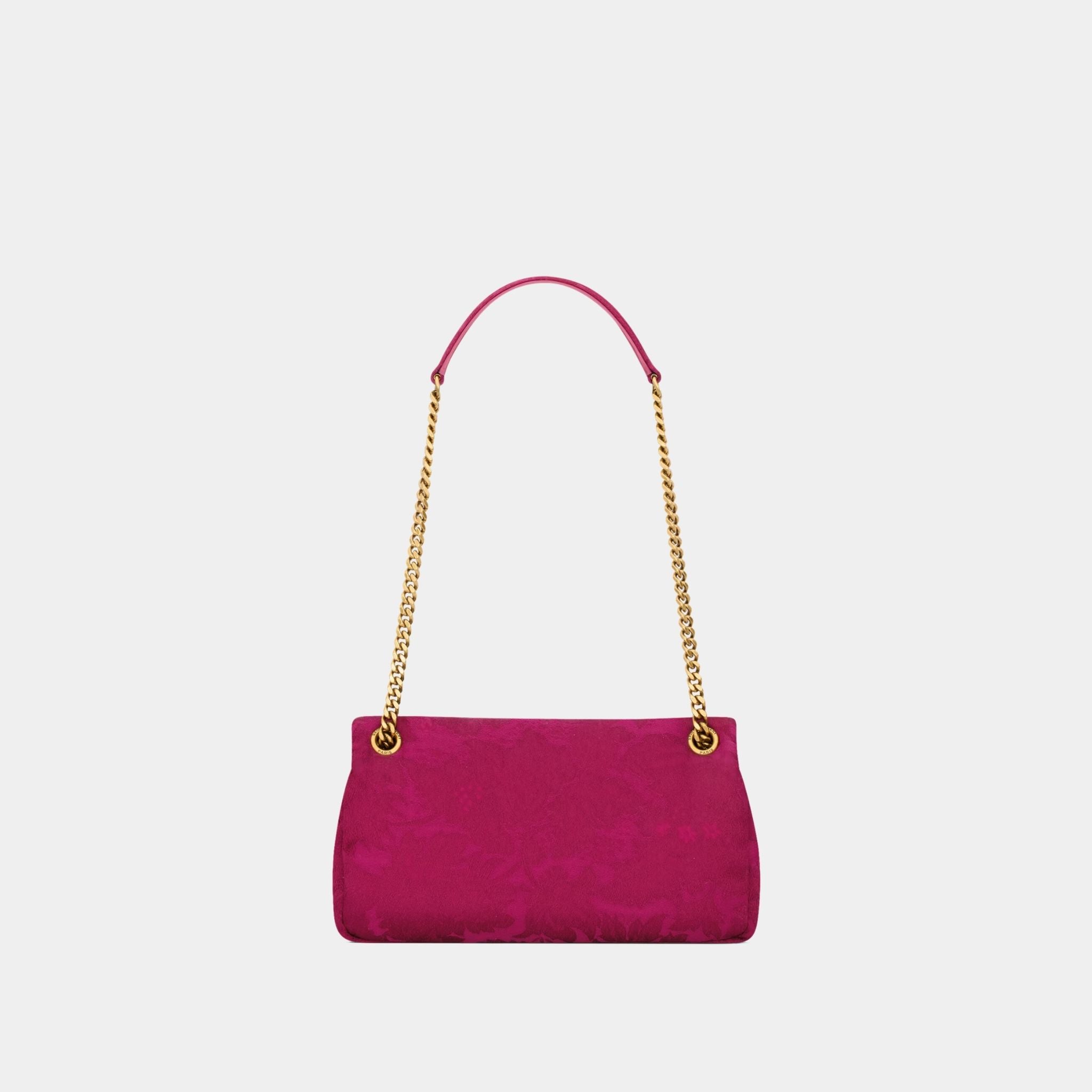 Yves Saint Laurent Calypso Small In Baroque Floral Jacquard, Red Berries, Back