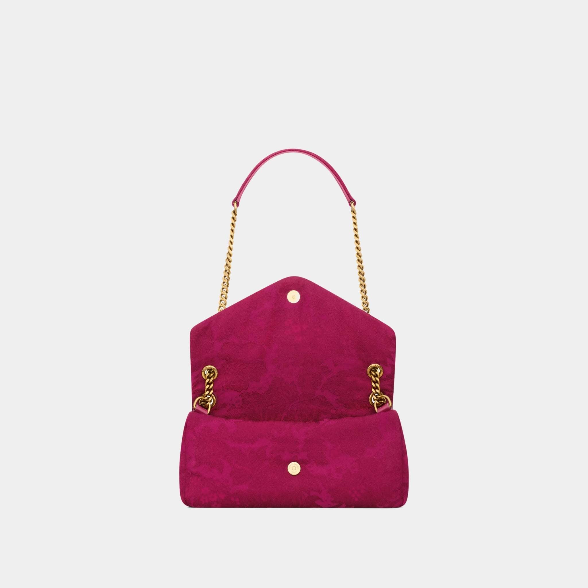 Yves Saint Laurent Calypso Small In Baroque Floral Jacquard, Red Berries, Open