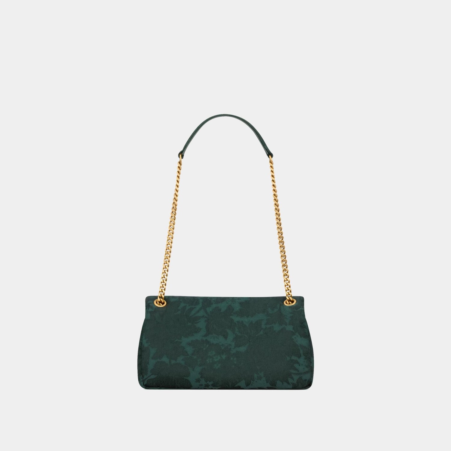 Yves Saint Laurent Calypso Small In Baroque Floral Jacquard, Vert Emeraude, Back