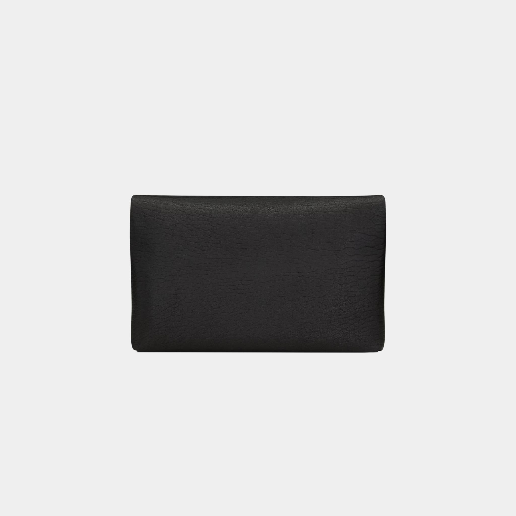 Yves Saint Laurent Cassandre Large Envelope Pouch In Lambskin, Black, Back