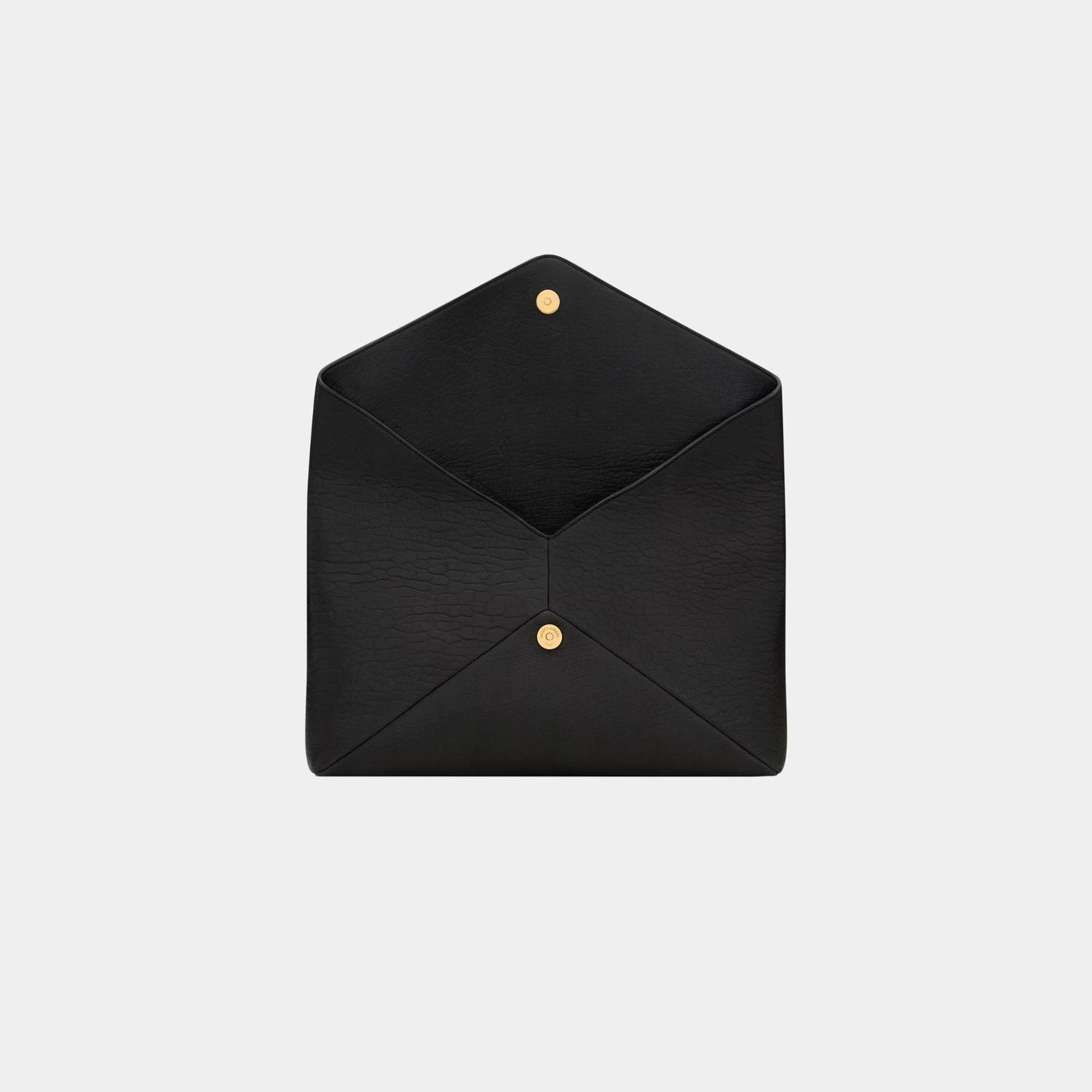 Yves Saint Laurent Cassandre Large Envelope Pouch In Lambskin, Black, Open