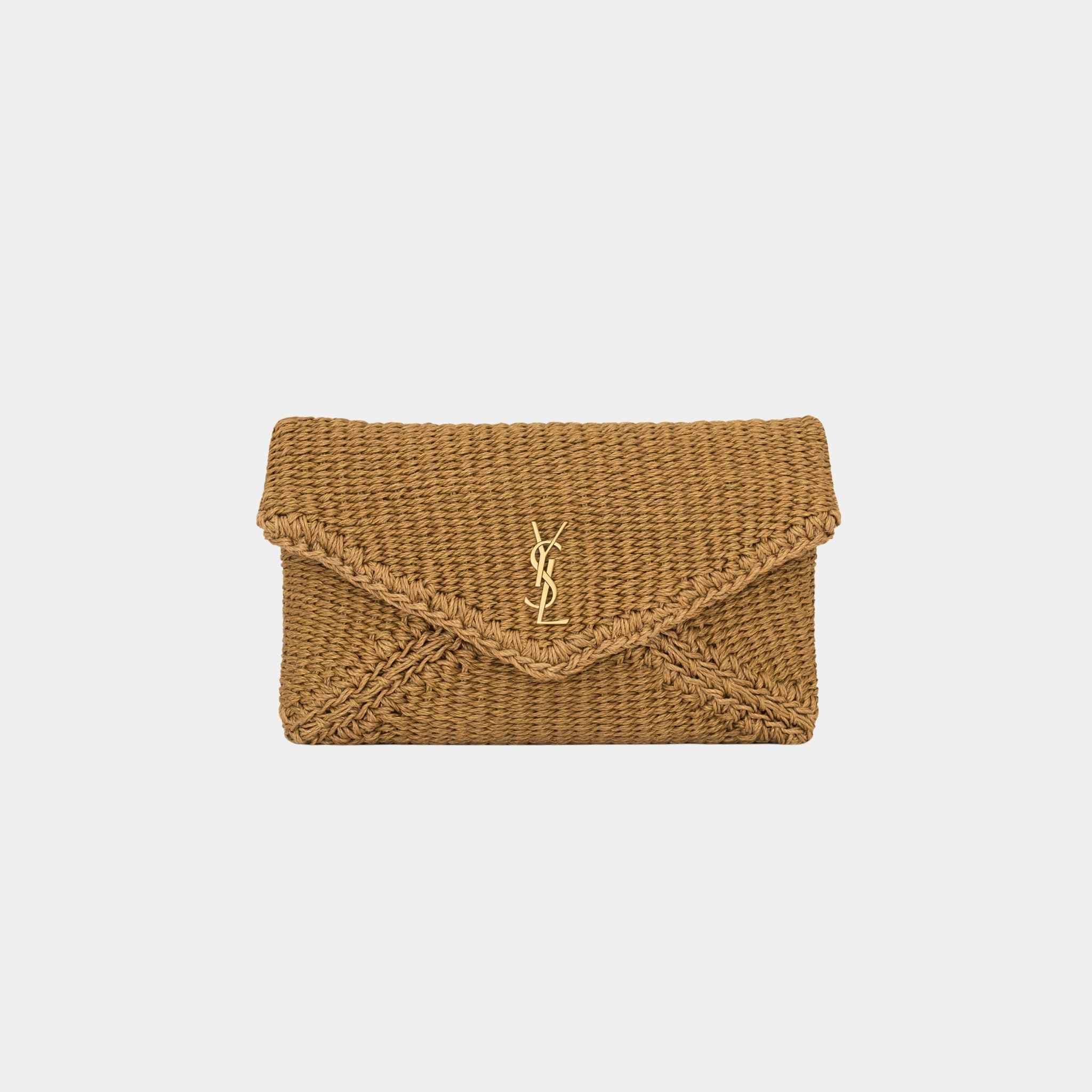 Yves Saint Laurent Cassandre Large Envelope Pouch In Rope, Front