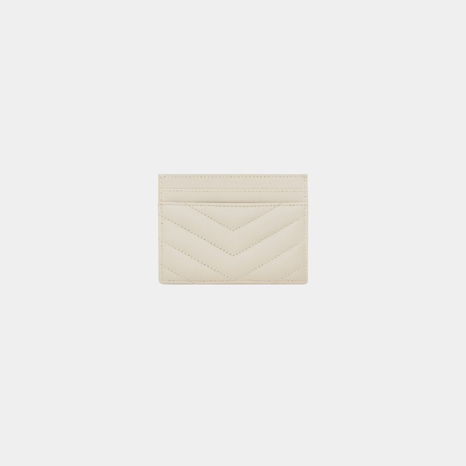 Yves Saint Laurent Cassandre Matelasse Card Case In Lambskin, Blanc Vintage, Back