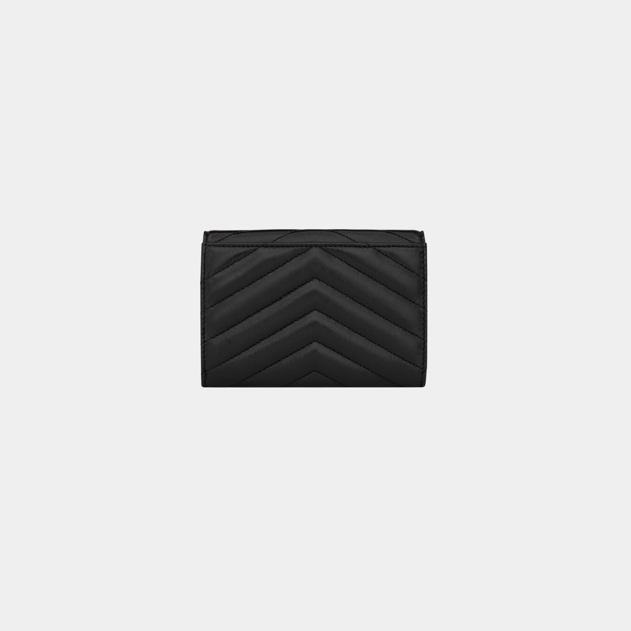 Yves Saint Laurent Cassandre Matelasse Small Envelope Wallet Lambskin, Black, Back