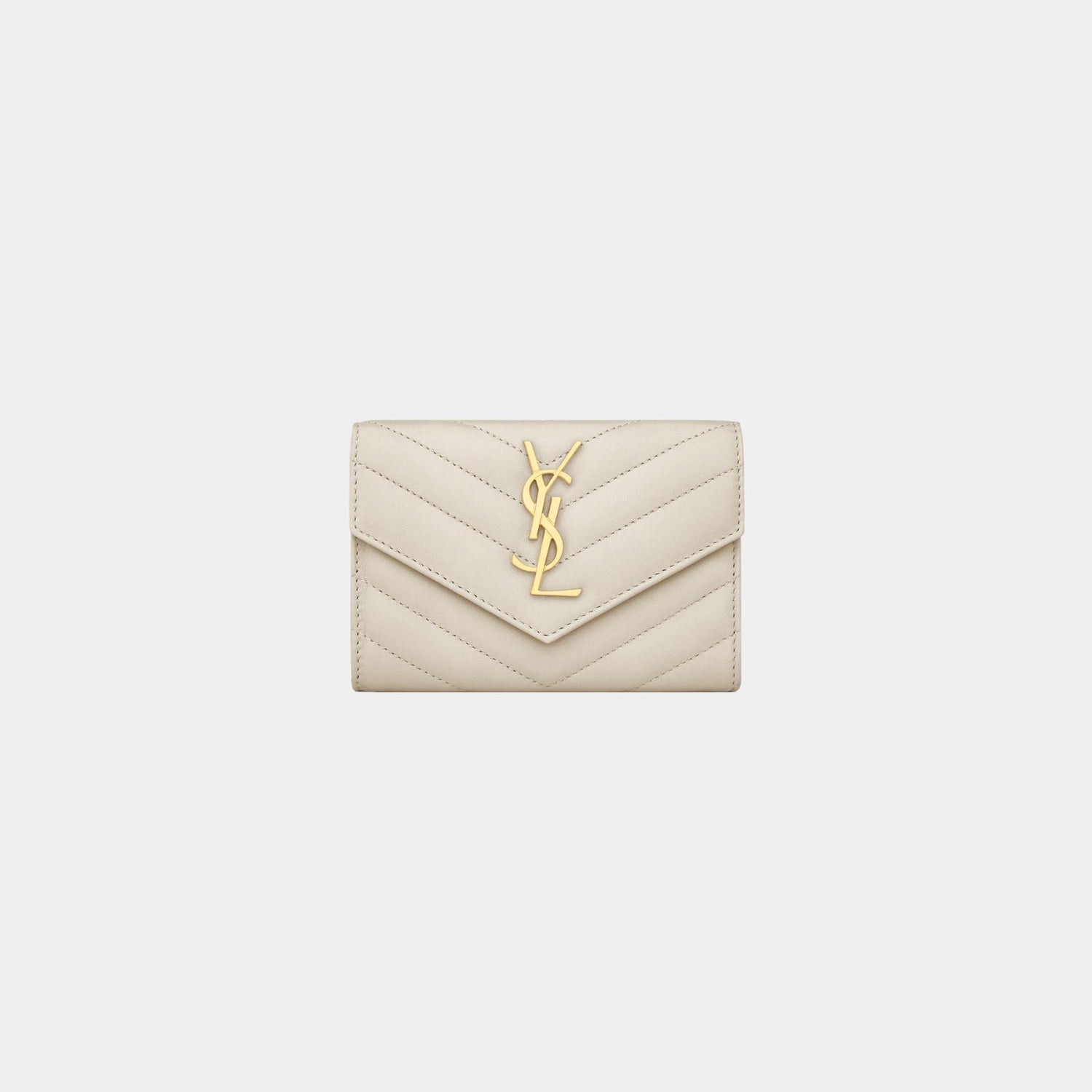 Yves Saint Laurent Cassandre Matelasse Small Envelope Wallet Lambskin, Blanc Vintage, Front