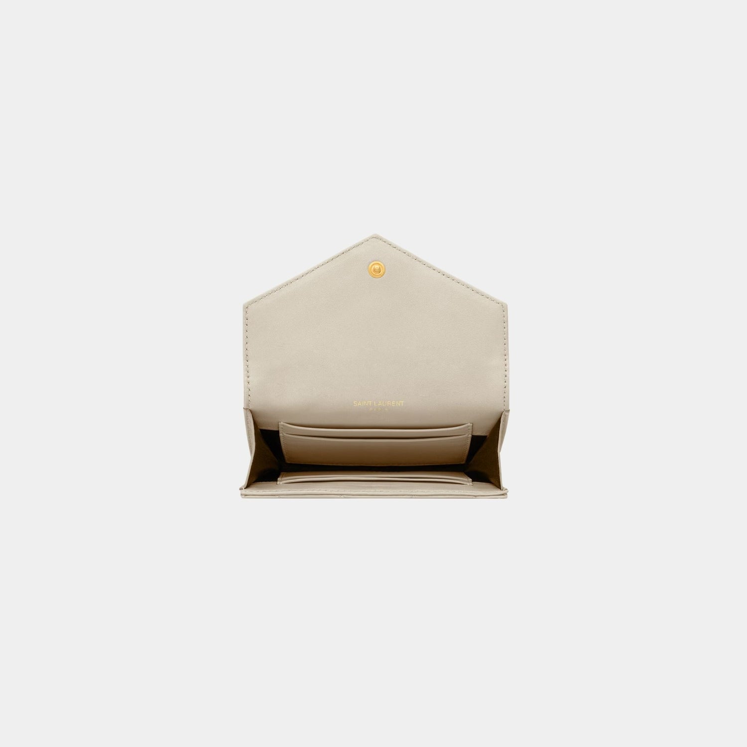 Yves Saint Laurent Cassandre Matelasse Small Envelope Wallet Lambskin, Blanc Vintage, Top